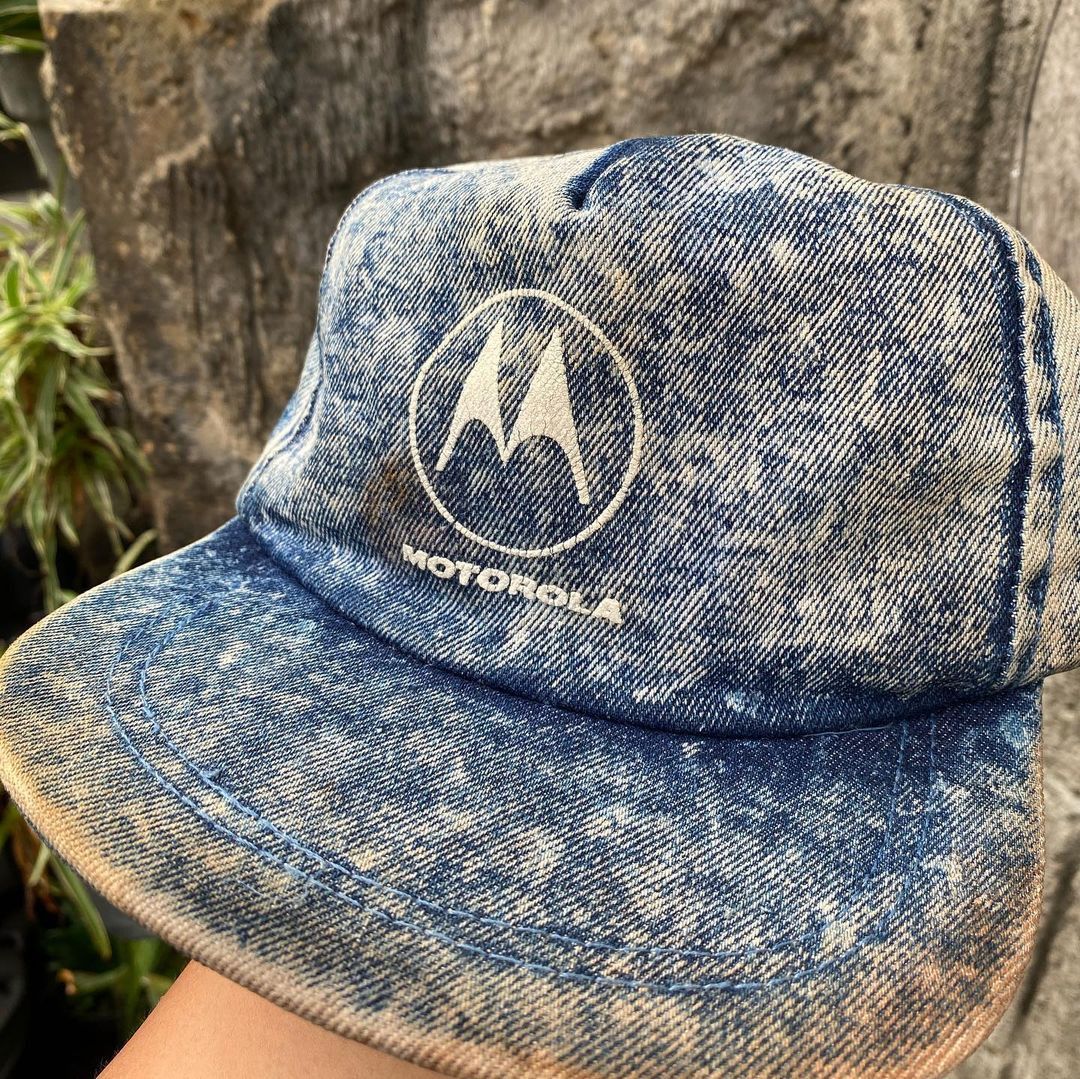 Japanese Brand Vintage Motorola Logo Embroidered Denim Acid Wash Hats Size ONE SIZE - 1 Thumbnail