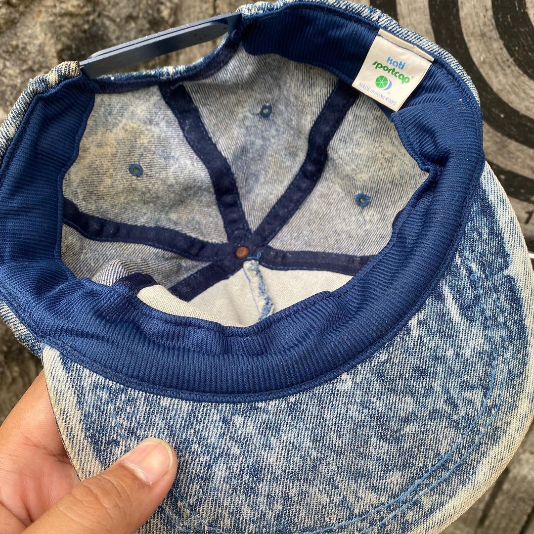 Japanese Brand Vintage Motorola Logo Embroidered Denim Acid Wash Hats Size ONE SIZE - 4 Thumbnail