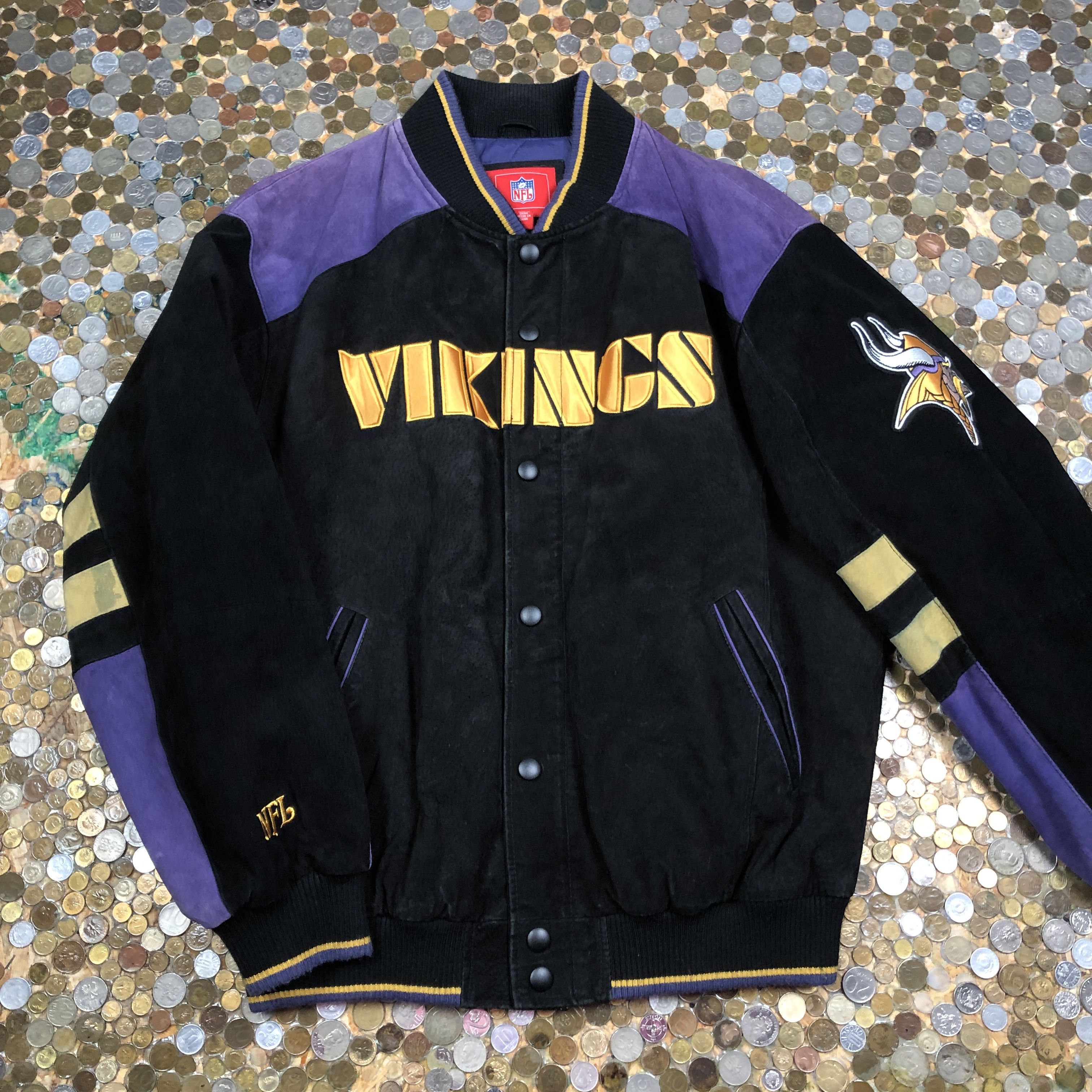 NFL Bomber Jacket leather Minnesota Vikings 90s