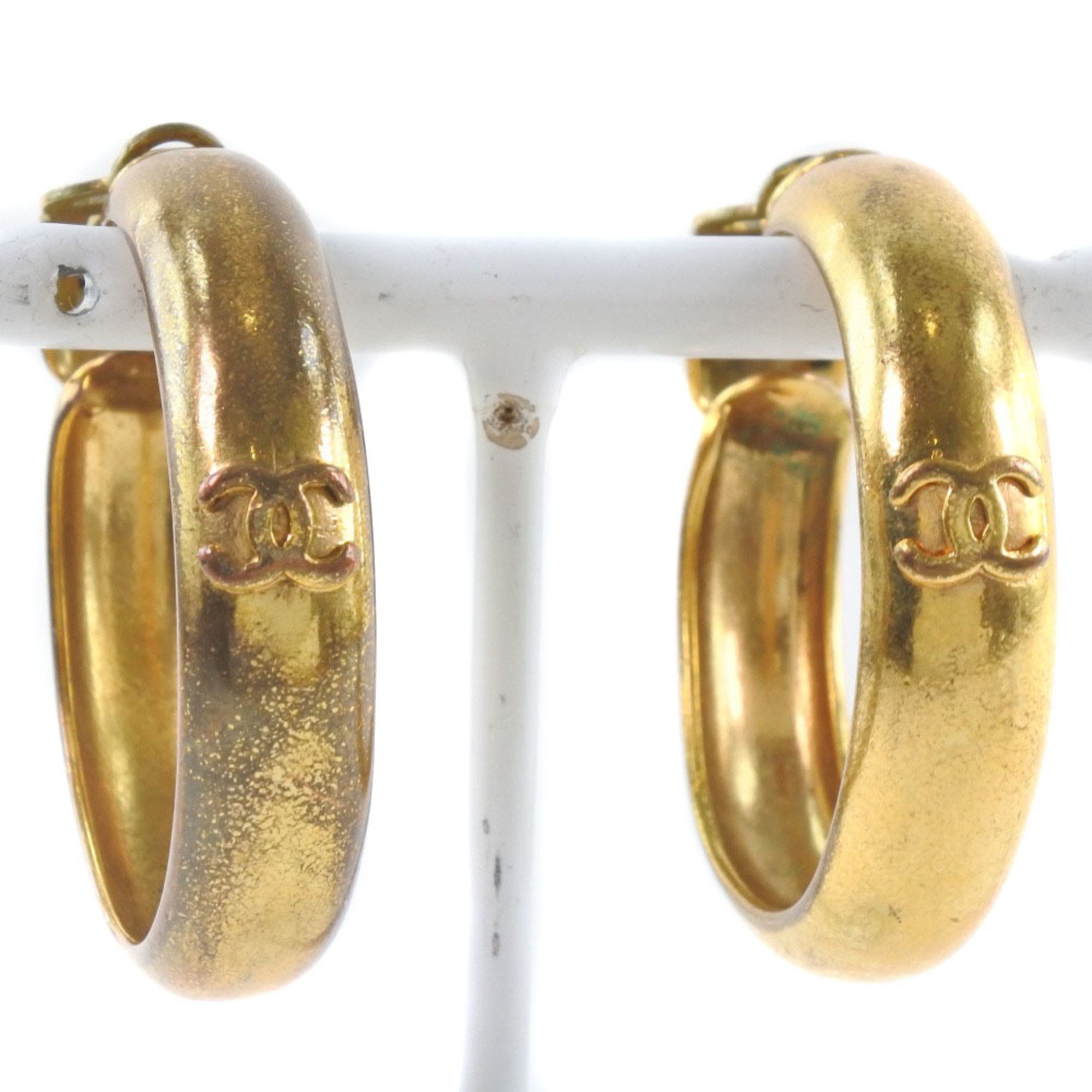 Chanel Cocomark Hoop Gold Plated 29 Women's Earrings