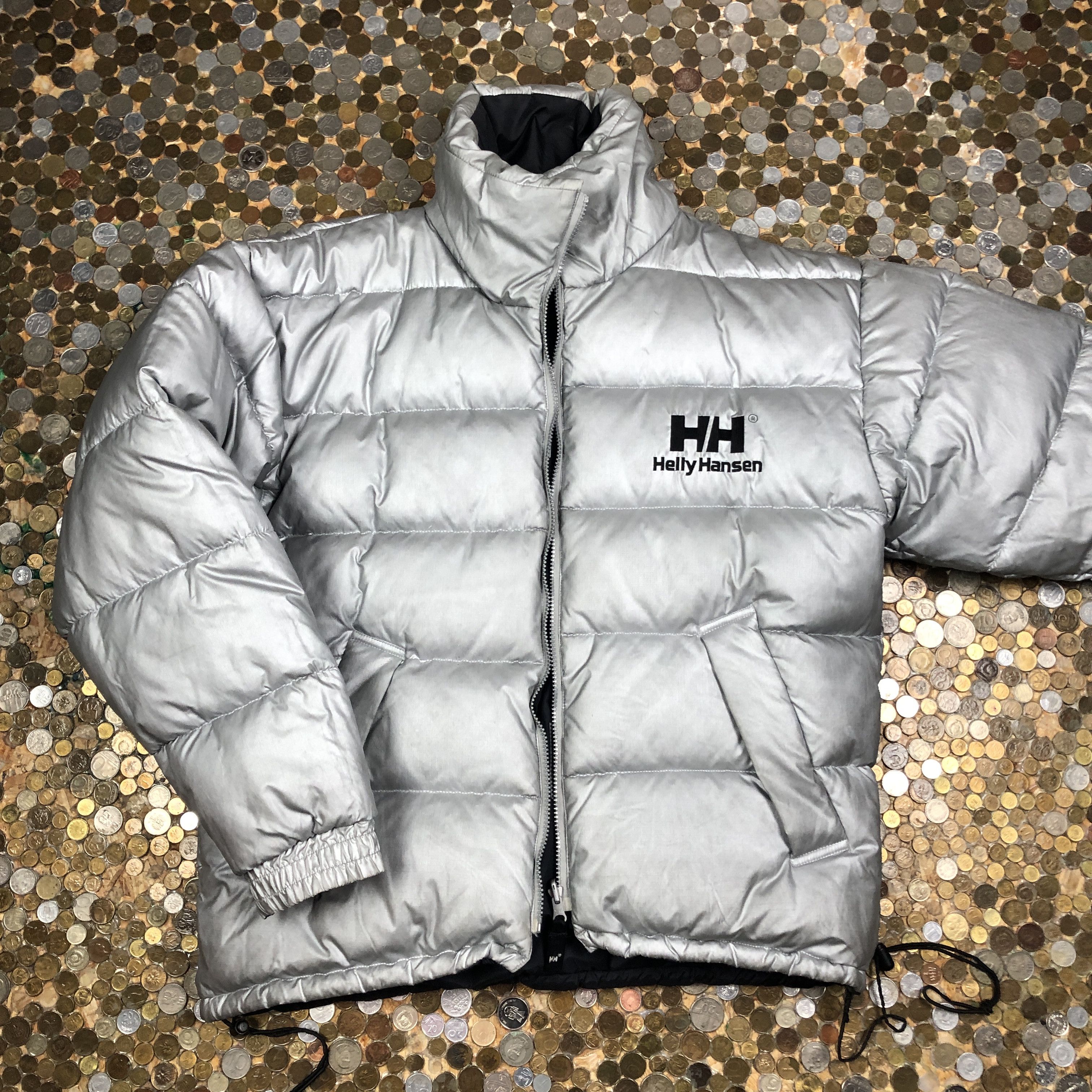 image of Helly Hansen Double Side Puffer Down Winter Jacket in Silver, Men's (Size Medium)