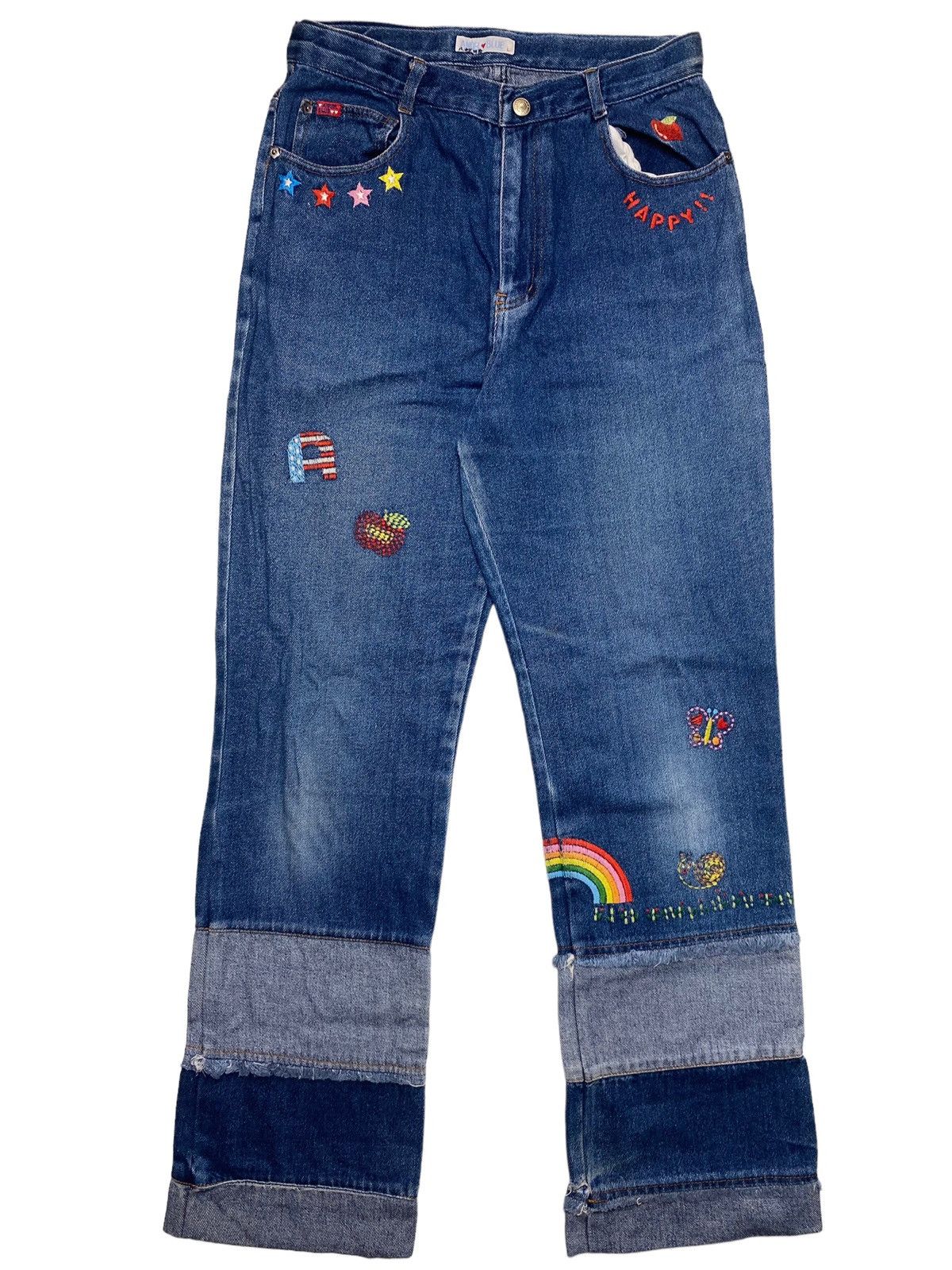 Hysteric Glamour × Japanese Brand 1990s Angel Blue - Rainbow Hagi Patchwork Denim Size US 28 / EU 44 - 1 Thumbnail
