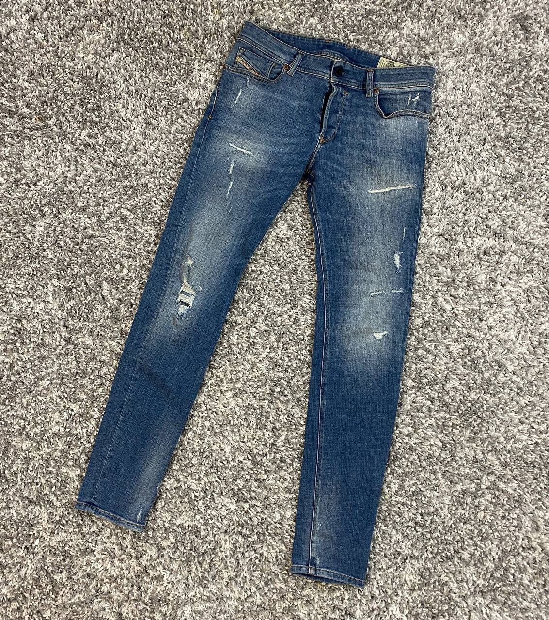 Diesel Sleenker Jeans Men Size W31 L32 Blue Frayed