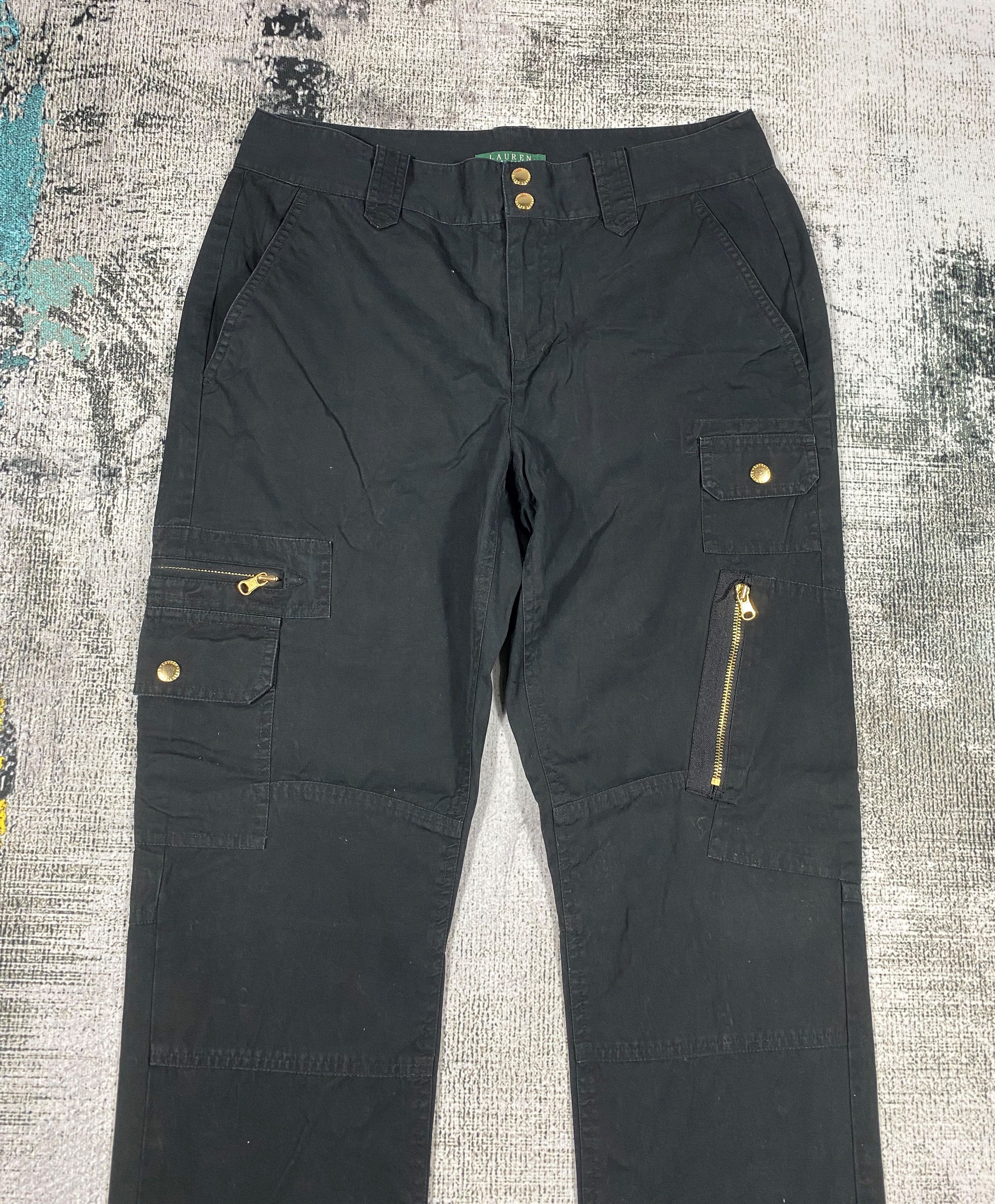 Lauren Ralph Lauren × Vintage Black Cargo Pants Lauren Ralph Lauren Multi Pocket Pants Size 30" / US 8 / IT 44 - 3 Thumbnail