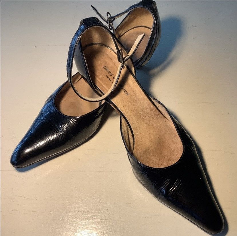 Designer × Dries Van Noten × Vintage Dries van noten black patent kitten heels Size US 8 / IT 38 - 1 Thumbnail