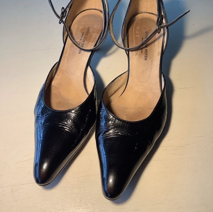 Designer × Dries Van Noten × Vintage Dries van noten black patent kitten heels Size US 8 / IT 38 - 2 Thumbnail