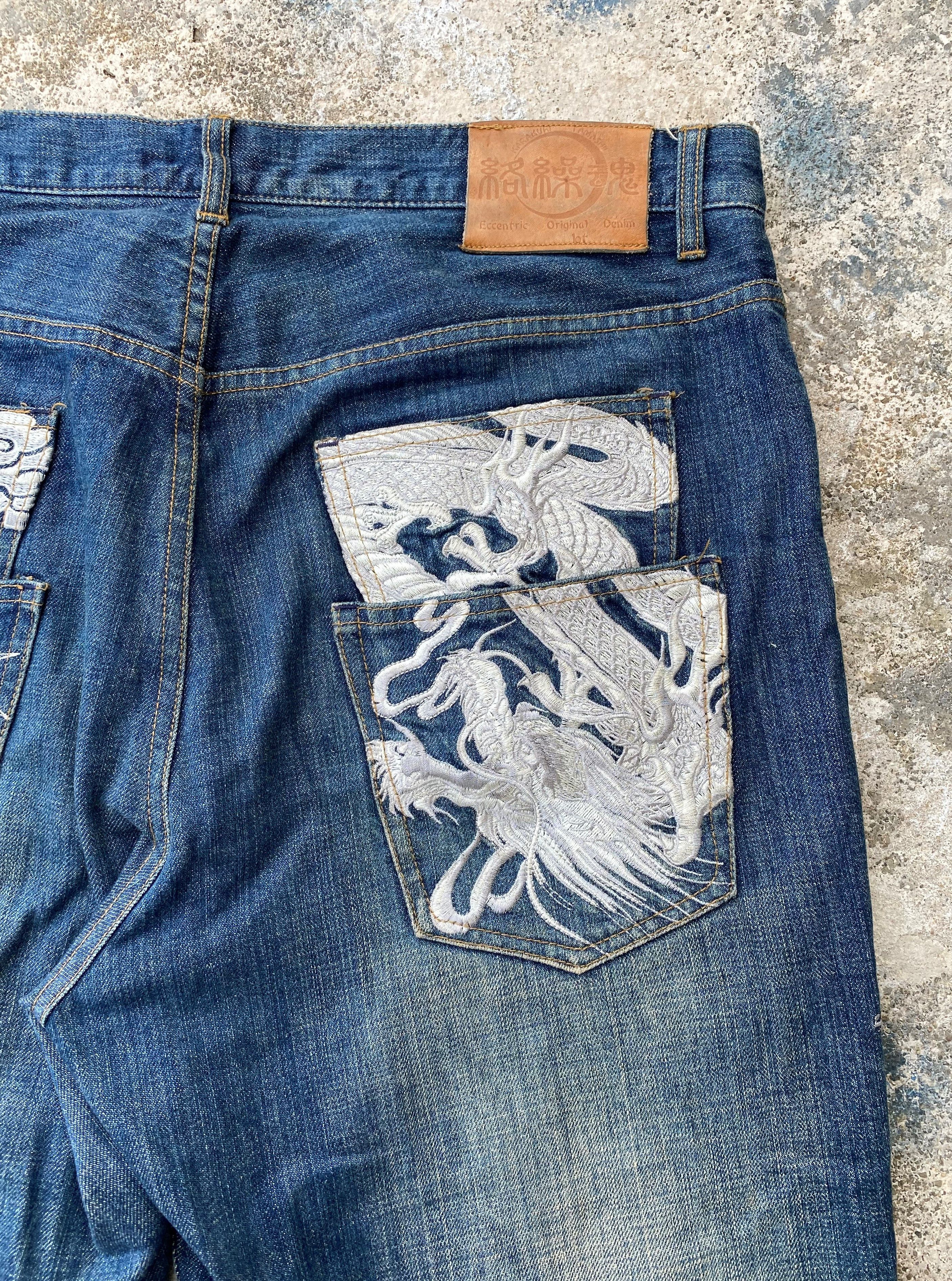Art Comes First × Japanese Brand Vintage Karakuri Tamashi Dragon Emboiderey Rusty Denim Size US 38 / EU 54 - 15 Thumbnail