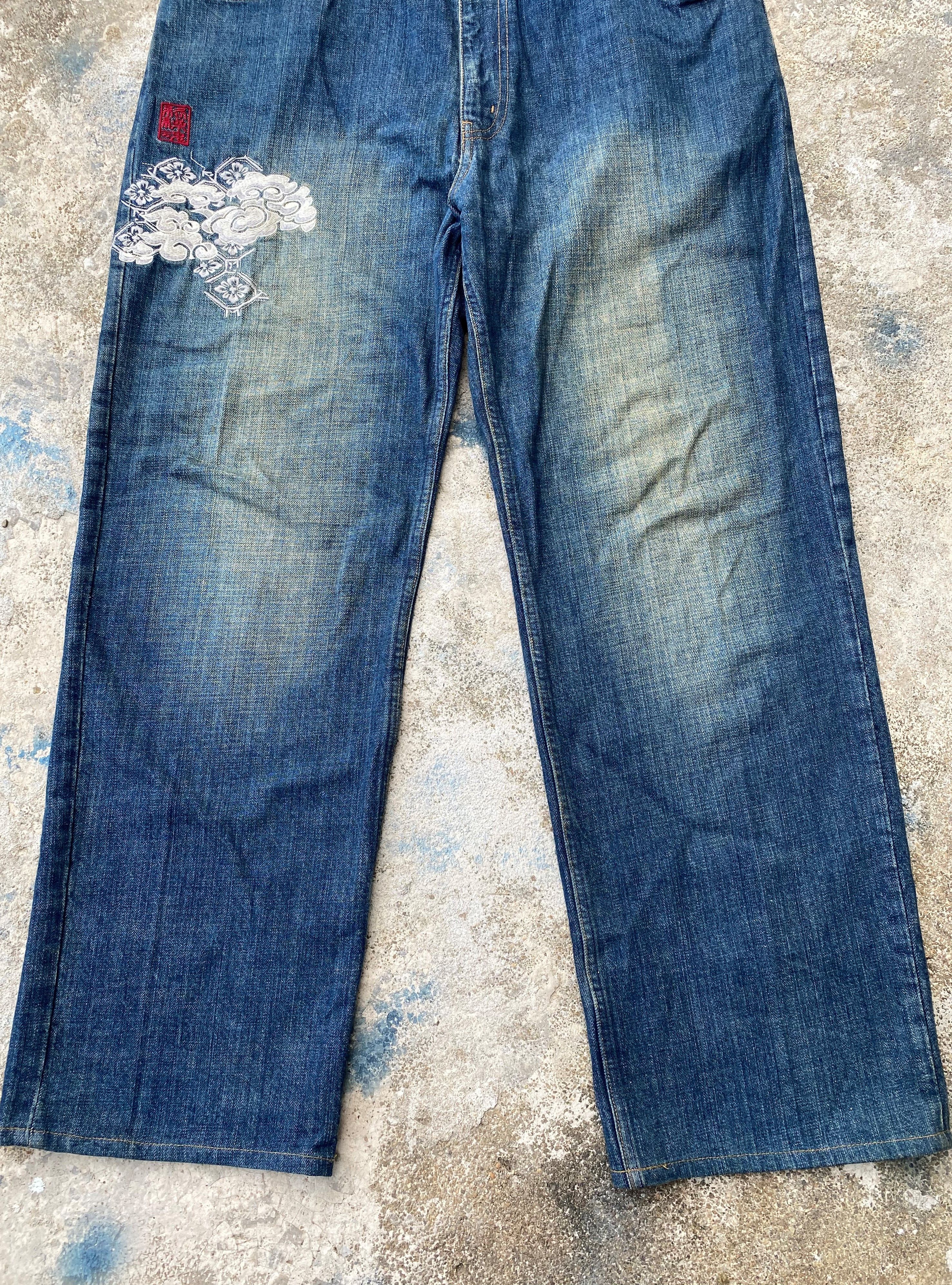 Art Comes First × Japanese Brand Vintage Karakuri Tamashi Dragon Emboiderey Rusty Denim Size US 38 / EU 54 - 4 Thumbnail