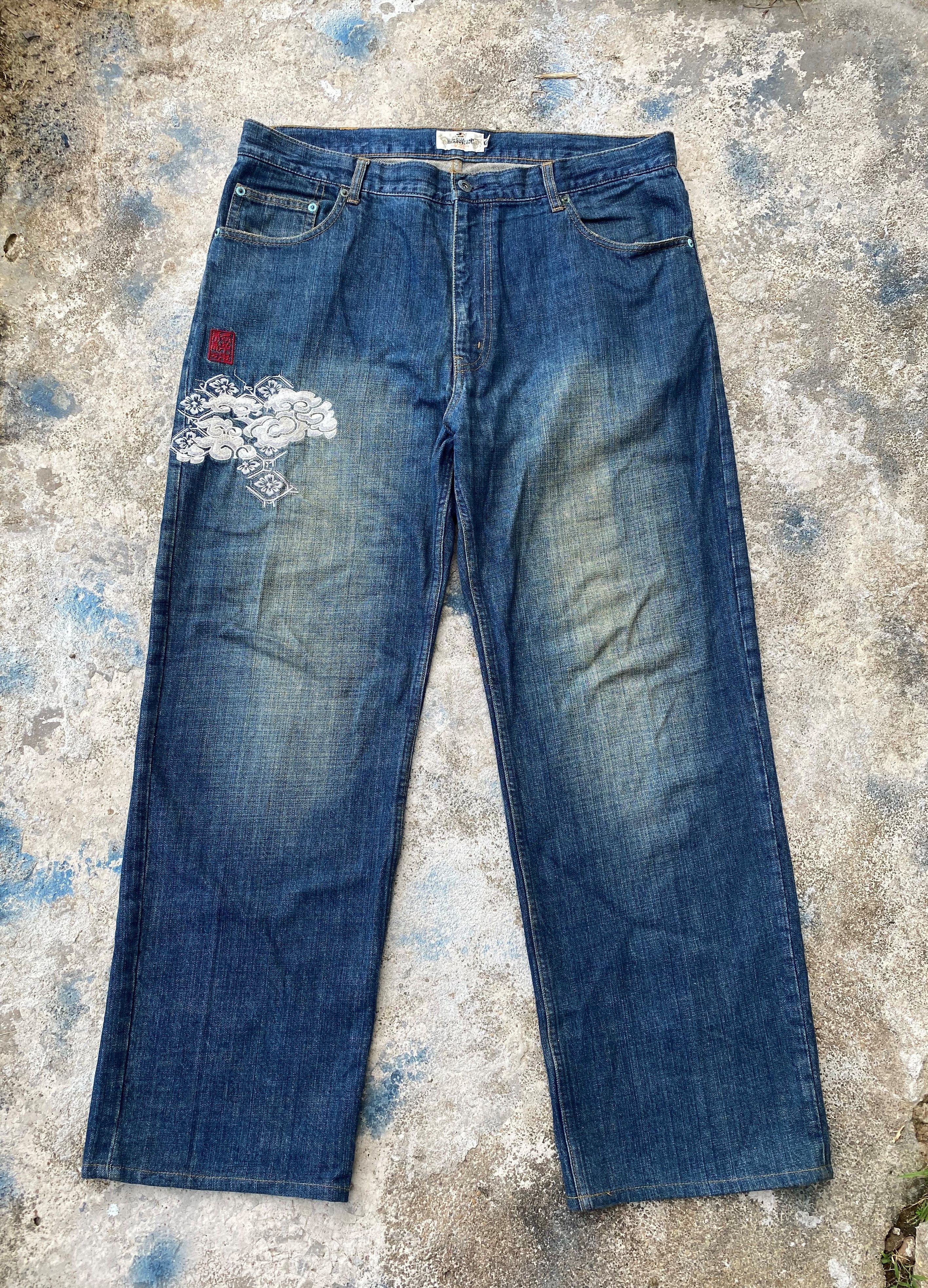 Art Comes First × Japanese Brand Vintage Karakuri Tamashi Dragon Emboiderey Rusty Denim Size US 38 / EU 54 - 2 Thumbnail