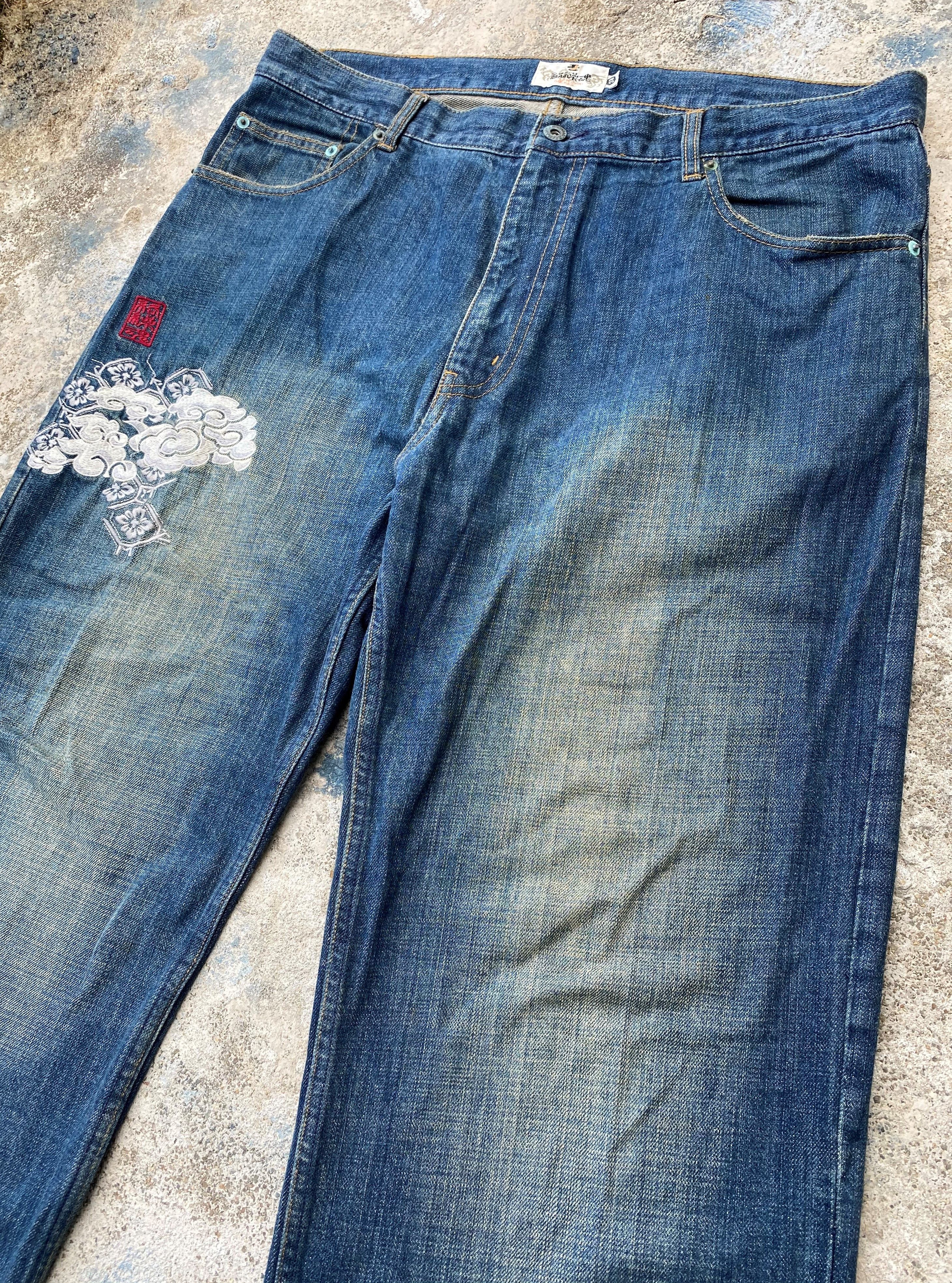 Art Comes First × Japanese Brand Vintage Karakuri Tamashi Dragon Emboiderey Rusty Denim Size US 38 / EU 54 - 5 Thumbnail