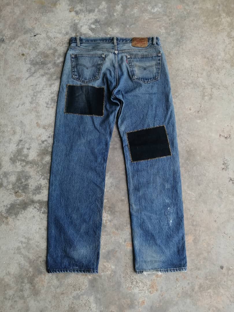 Levi's Vintage Clothing Light Wash Vintage Levi's 501 USA Jeans Custom Patchwork Size US 36 / EU 52 - 2 Thumbnail