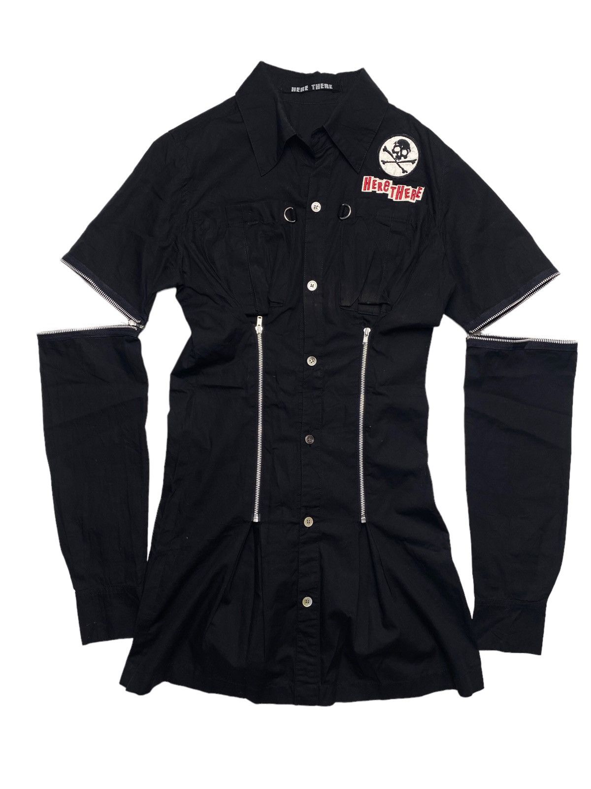 image of Seditionaries x Vintage 1990S Here There - Multizipper Punk Button Shirt in Black, Women's (Size Me