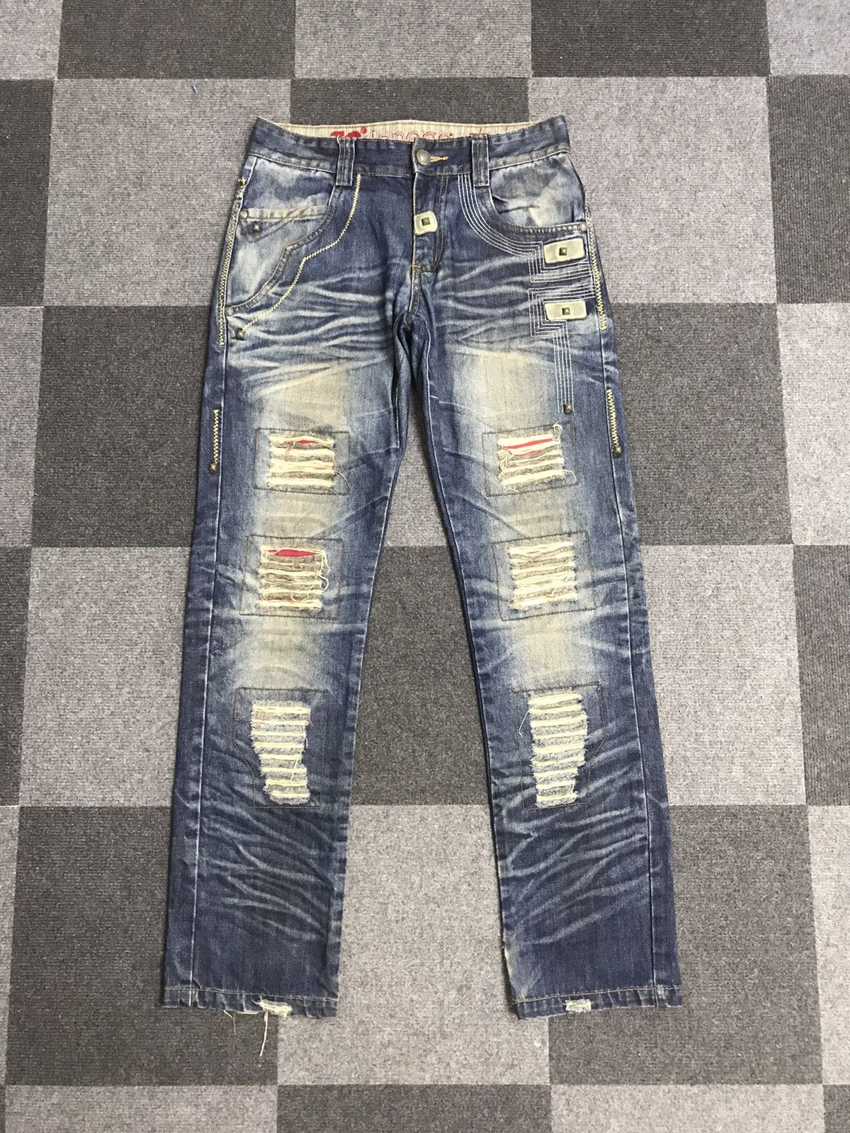 Japanese Brand Joneaa Distressed Patchwork Jeans Size US 29 - 3 Thumbnail