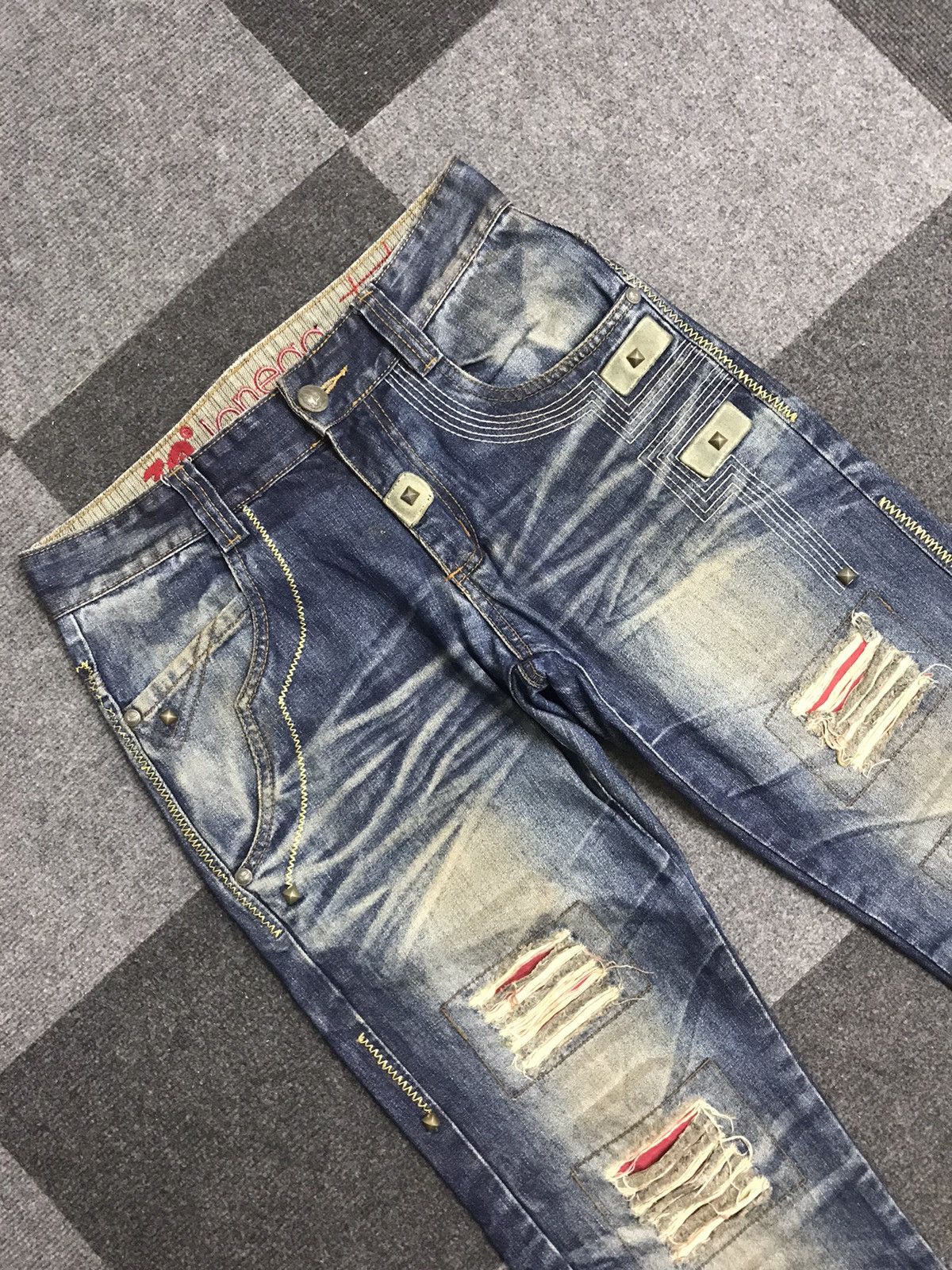 Japanese Brand Joneaa Distressed Patchwork Jeans Size US 29 - 4 Thumbnail