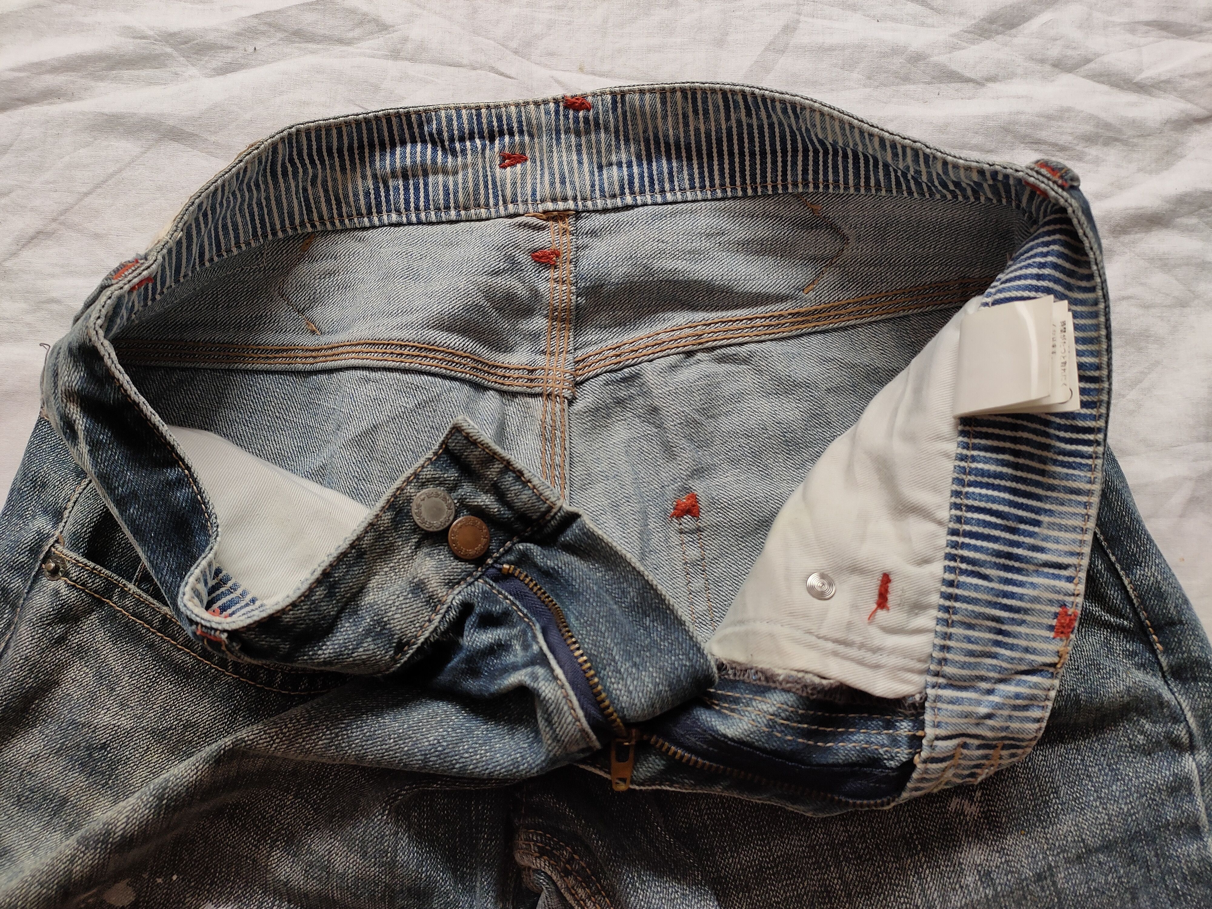 Japanese Brand PPFM Flyer's Hot Weasher War 3 Painted Distressed Jeans Size US 31 - 5 Thumbnail