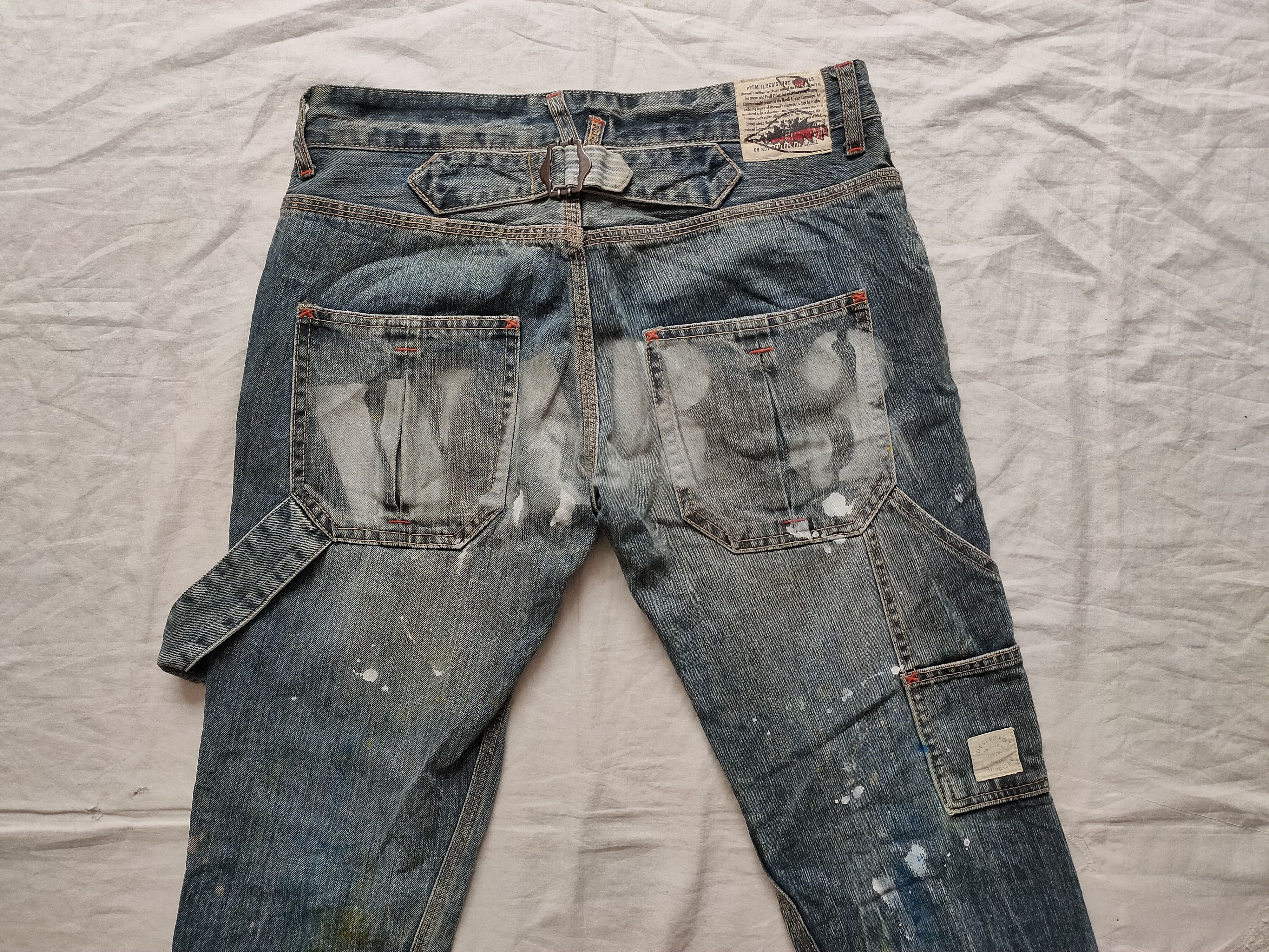 Japanese Brand PPFM Flyer's Hot Weasher War 3 Painted Distressed Jeans Size US 31 - 4 Thumbnail