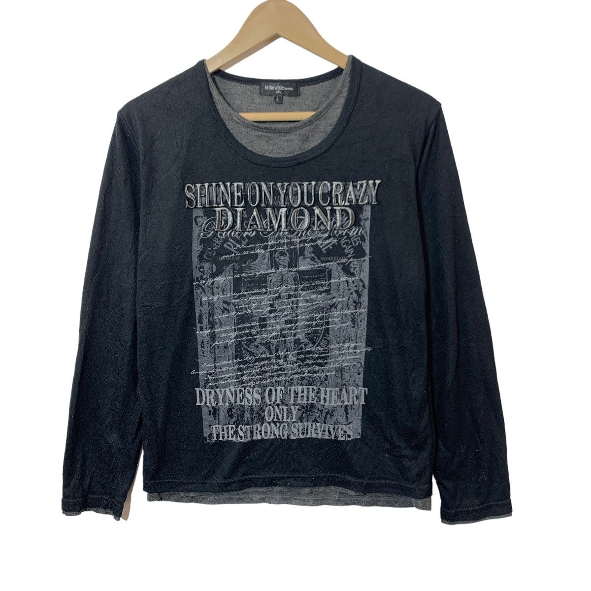image of In The Attic Chomme Shirt Tee Shine You Crazy Diamond in Black, Women's (Size Small)