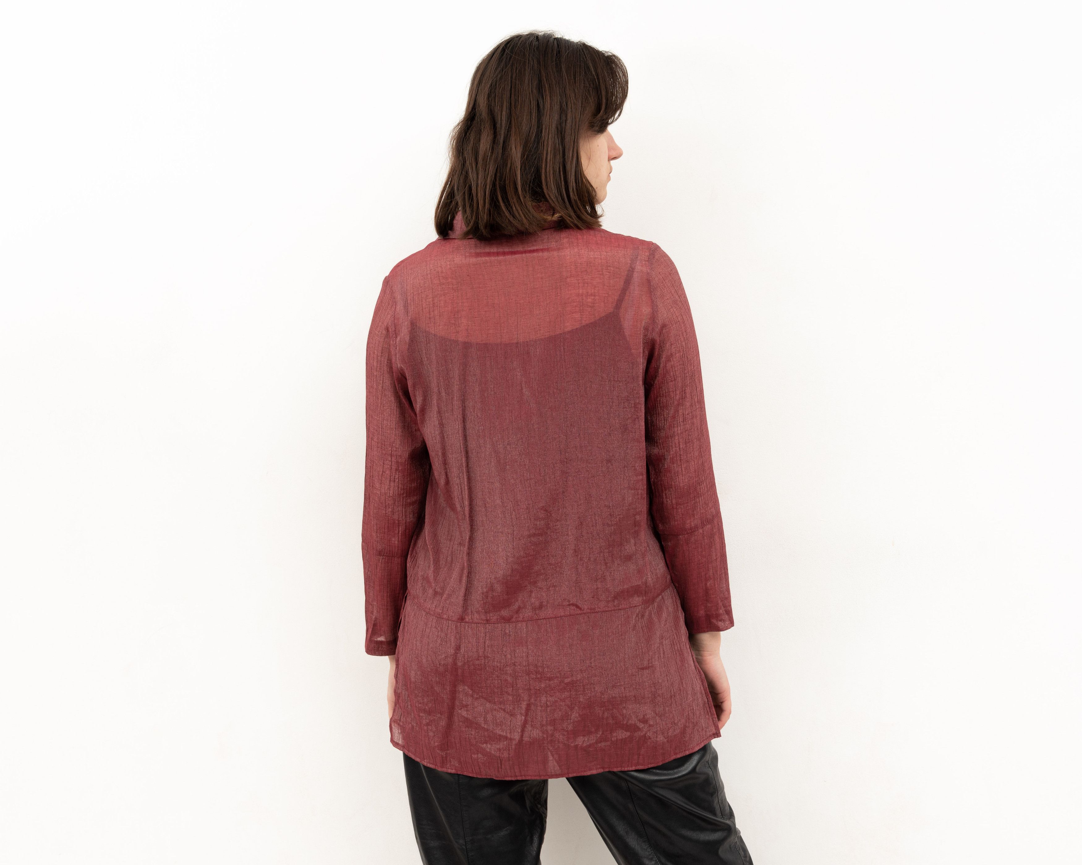 Other × Vintage 90's Shimmery Button Up Blouse Over Shirt Retro Summer Top Size M / US 6-8 / IT 42-44 - 5 Thumbnail