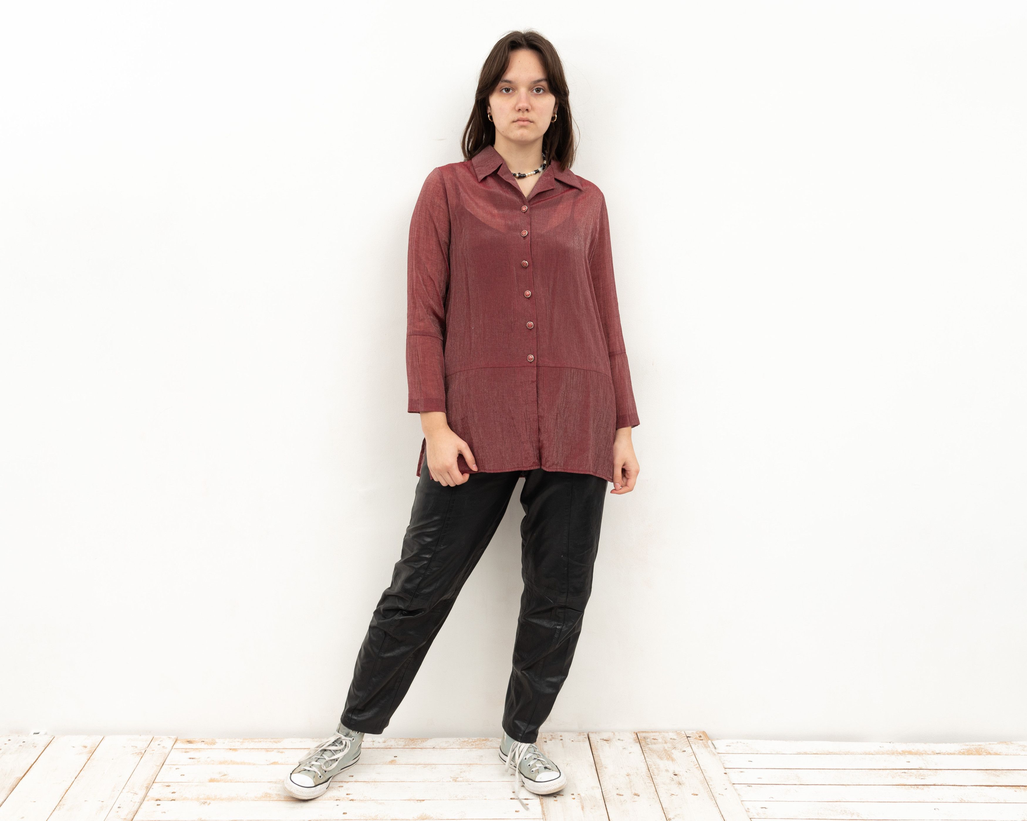 Other × Vintage 90's Shimmery Button Up Blouse Over Shirt Retro Summer Top Size M / US 6-8 / IT 42-44 - 4 Thumbnail