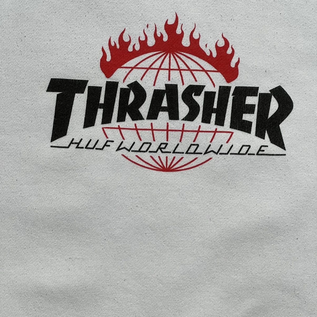 Huf × Thrasher White Hoodie Thrasher x Huf Worldwide Size US M / EU 48-50 / 2 - 5 Thumbnail