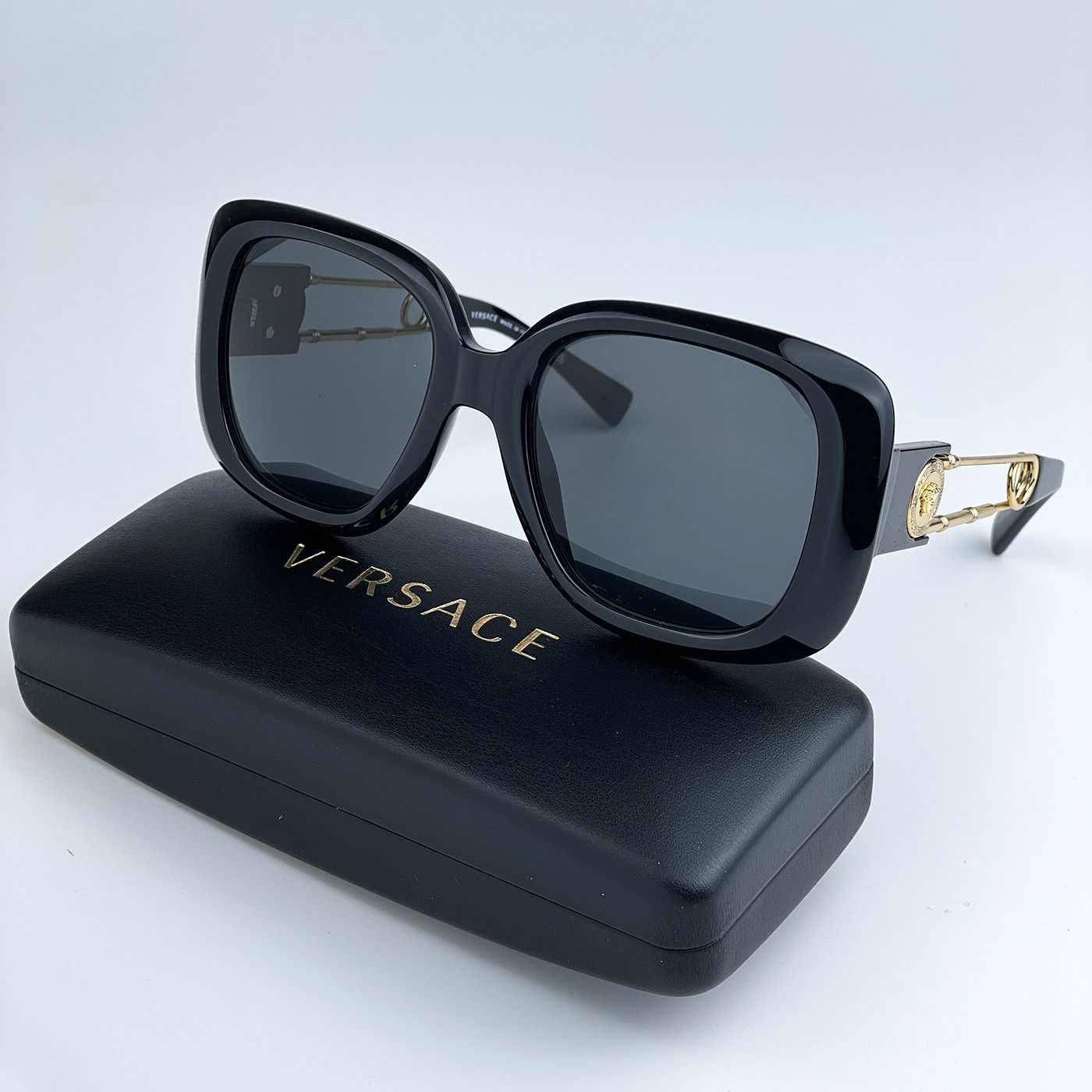 NEW Versace VE4411 GB1/87 Black Grey Square Women Sunglasses