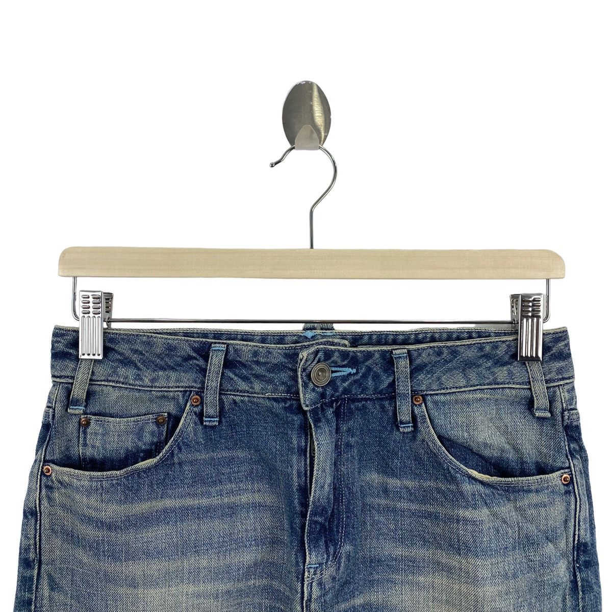 Vintage Vintage RIVET & BLUE Japanese Brand Jeans Mini Skirt Size 24" / US 00 / IT 34 - 2 Thumbnail