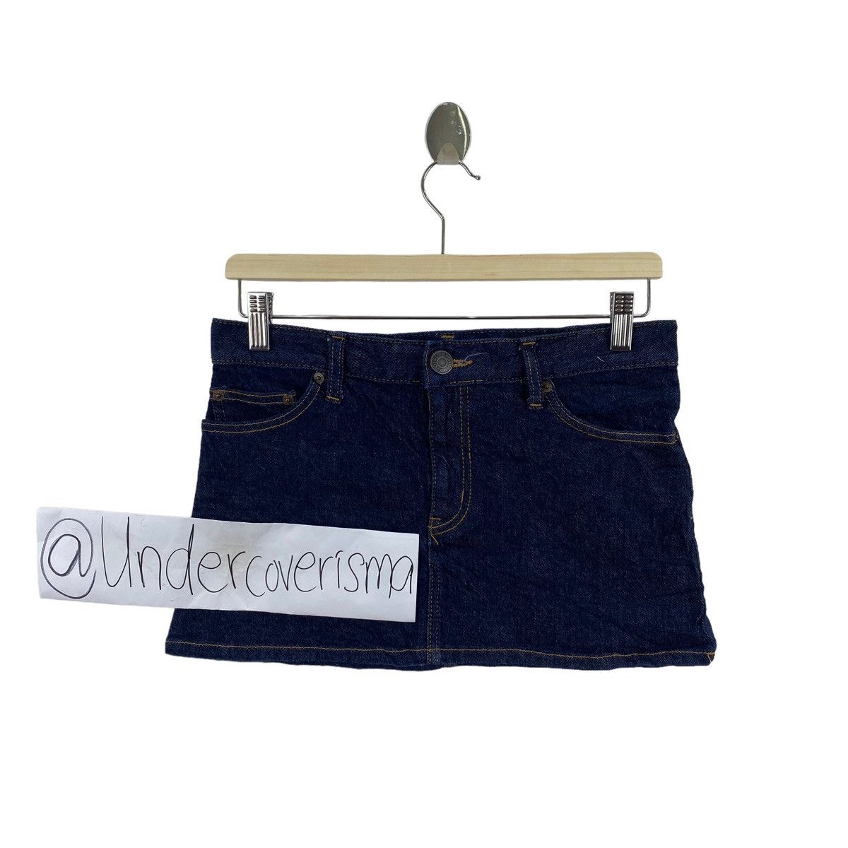 image of Vintage X-Girl Skate Skateboard Brand Jeans Star Pocket Short Skirt in Navy, Women's (Size 29)