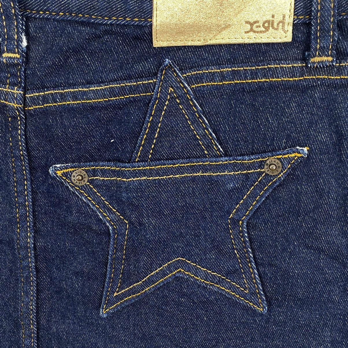 Vintage X-GIRL SKATE Skateboard Brand Jeans Star Pocket Short Skirt Size 29" - 3 Thumbnail
