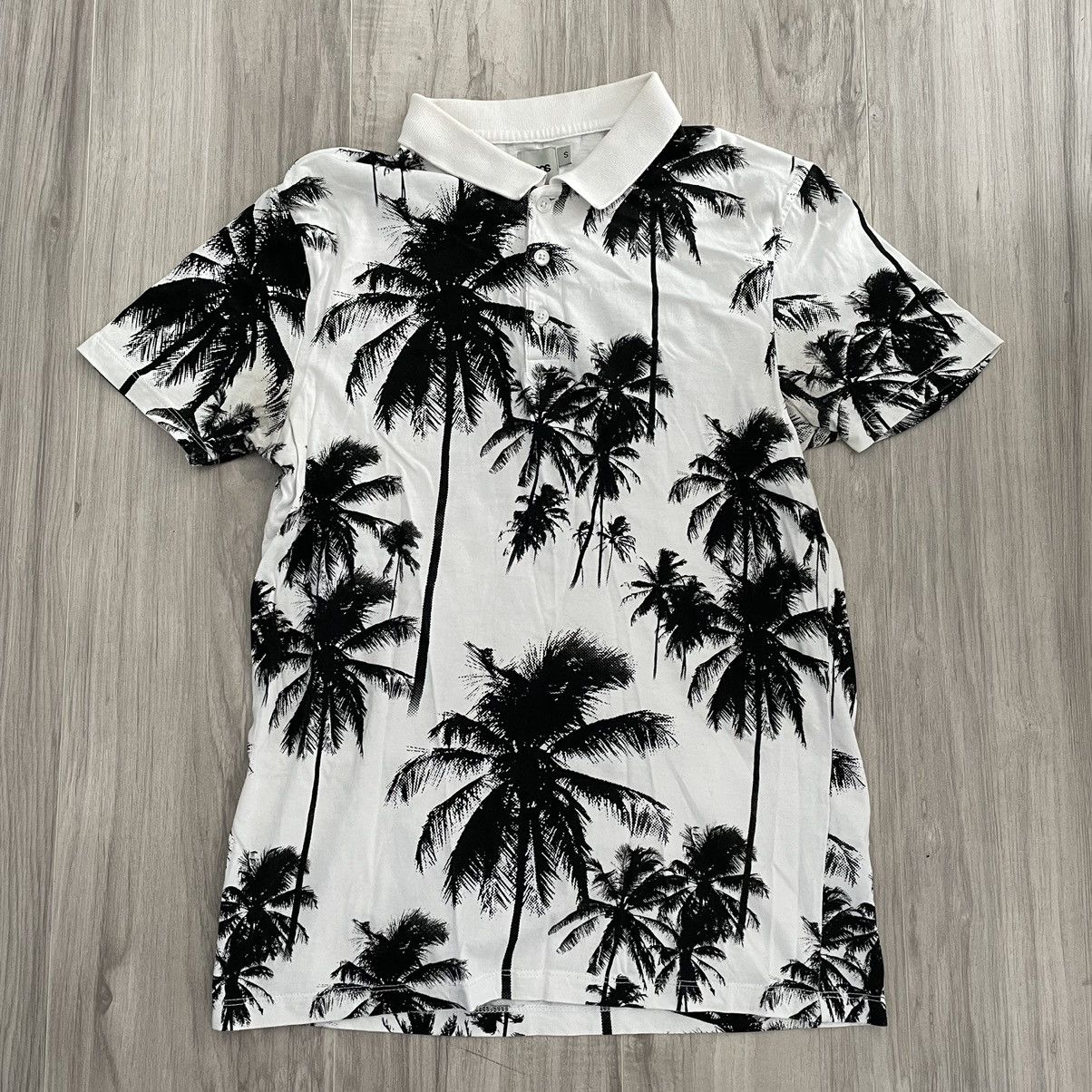Asos ASOS Polo Shirt With All Over Palm Tree Print S Size US S / EU 44-46 / 1 - 1 Thumbnail