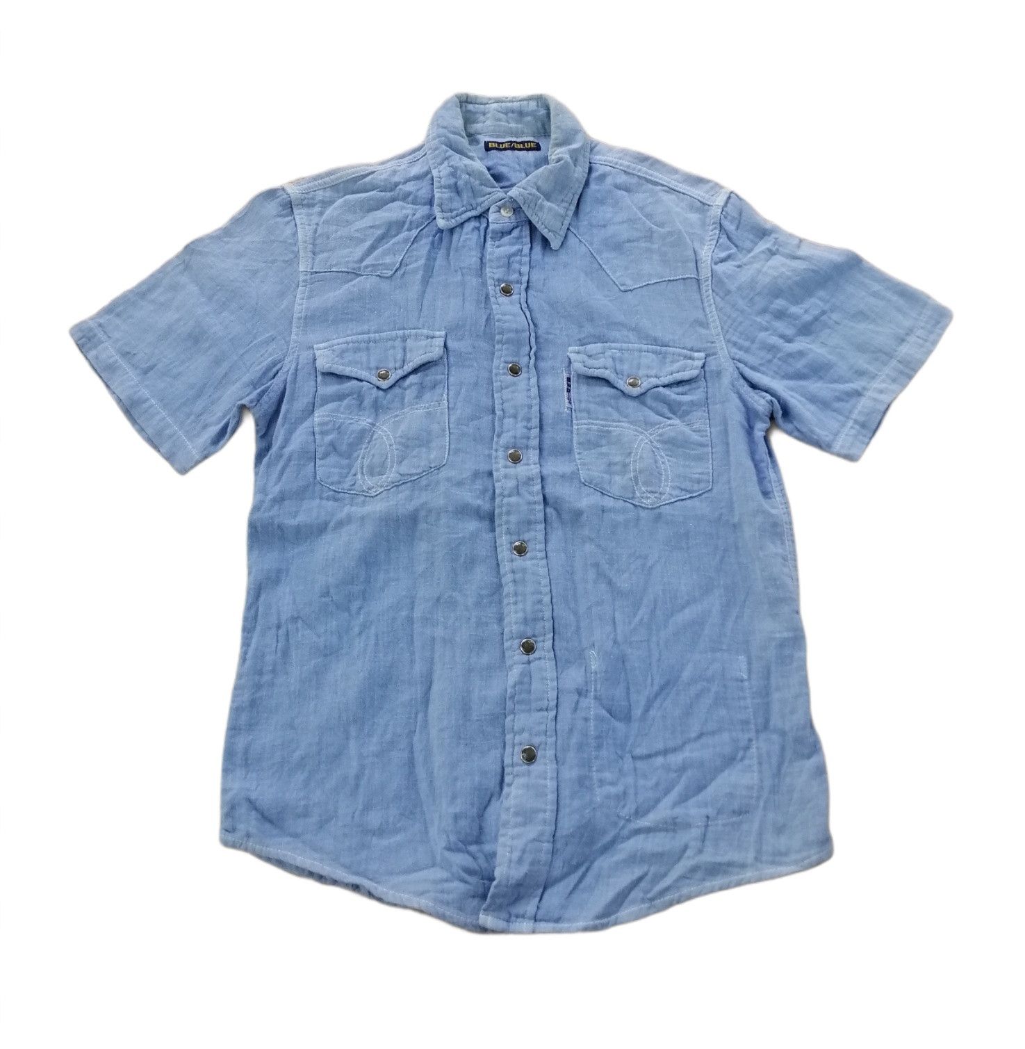 Blue Blue Japan Vintage Blue Blue Japan Button Up Pearl Snap Shirt Size US S / EU 44-46 / 1 - 1 Thumbnail