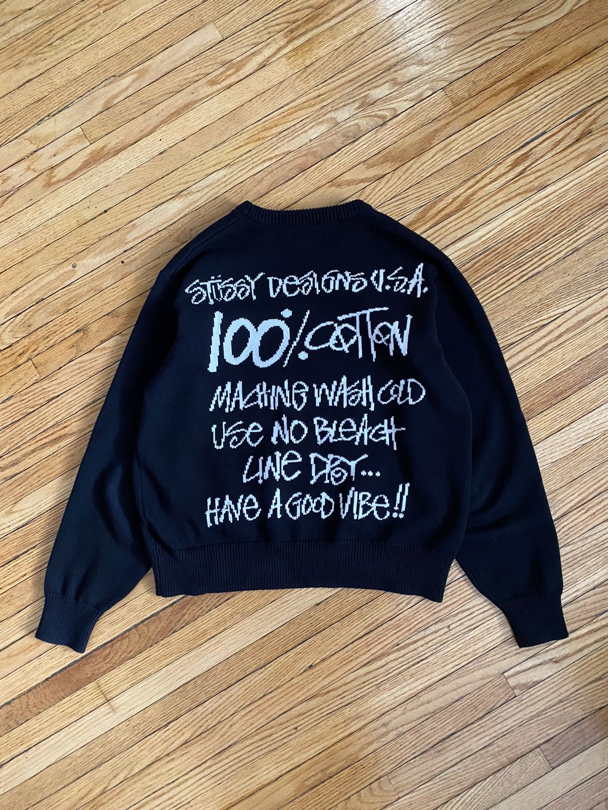 Stussy Stussy Care Tag Knit Sweater (Black) | Grailed