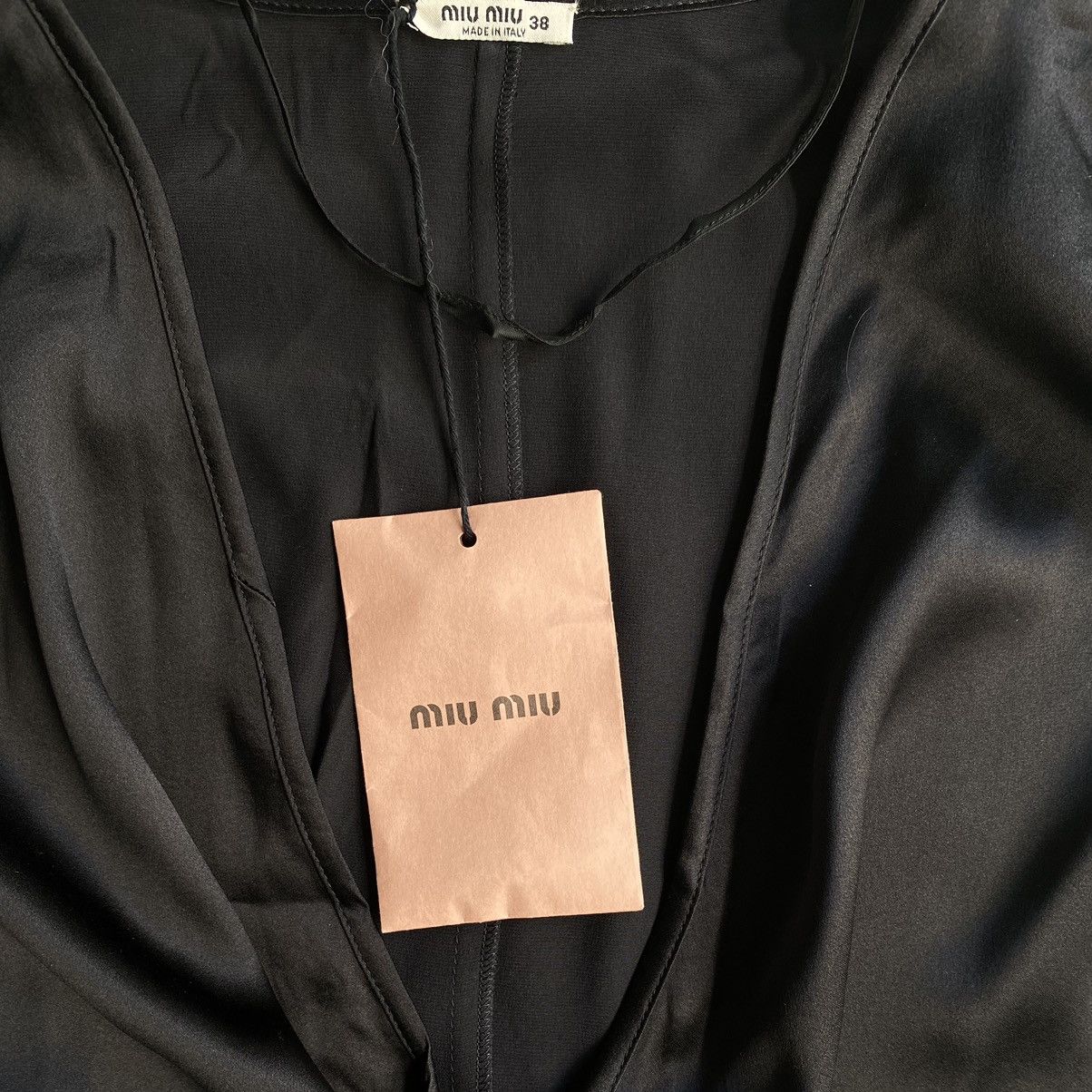Miu Miu Miu Miu Black Washed Satin Blouse Size S / US 4 / IT 40 - 7 Thumbnail