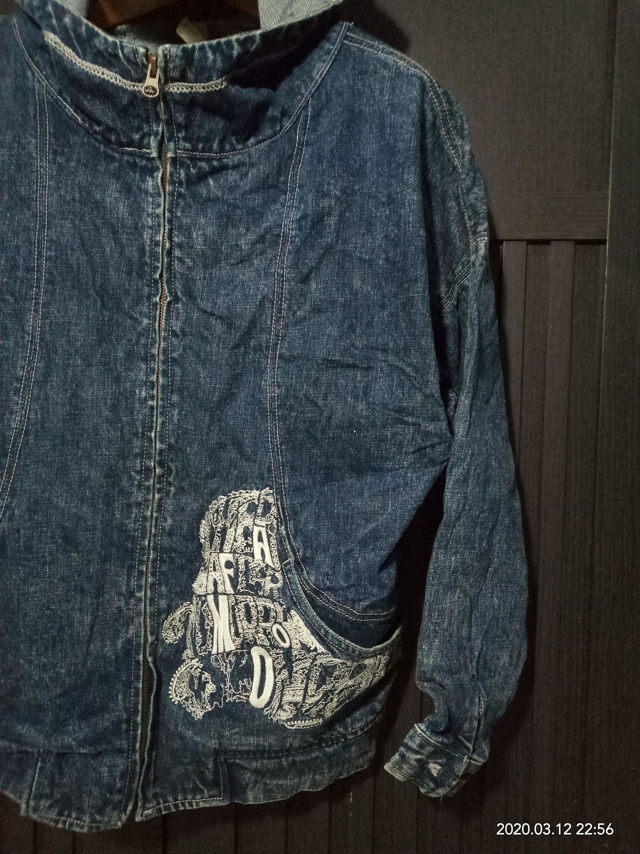 Japanese Brand Vintage Denim Hoodie Navy x embroidery fashion women Size ONE SIZE - 10 Thumbnail