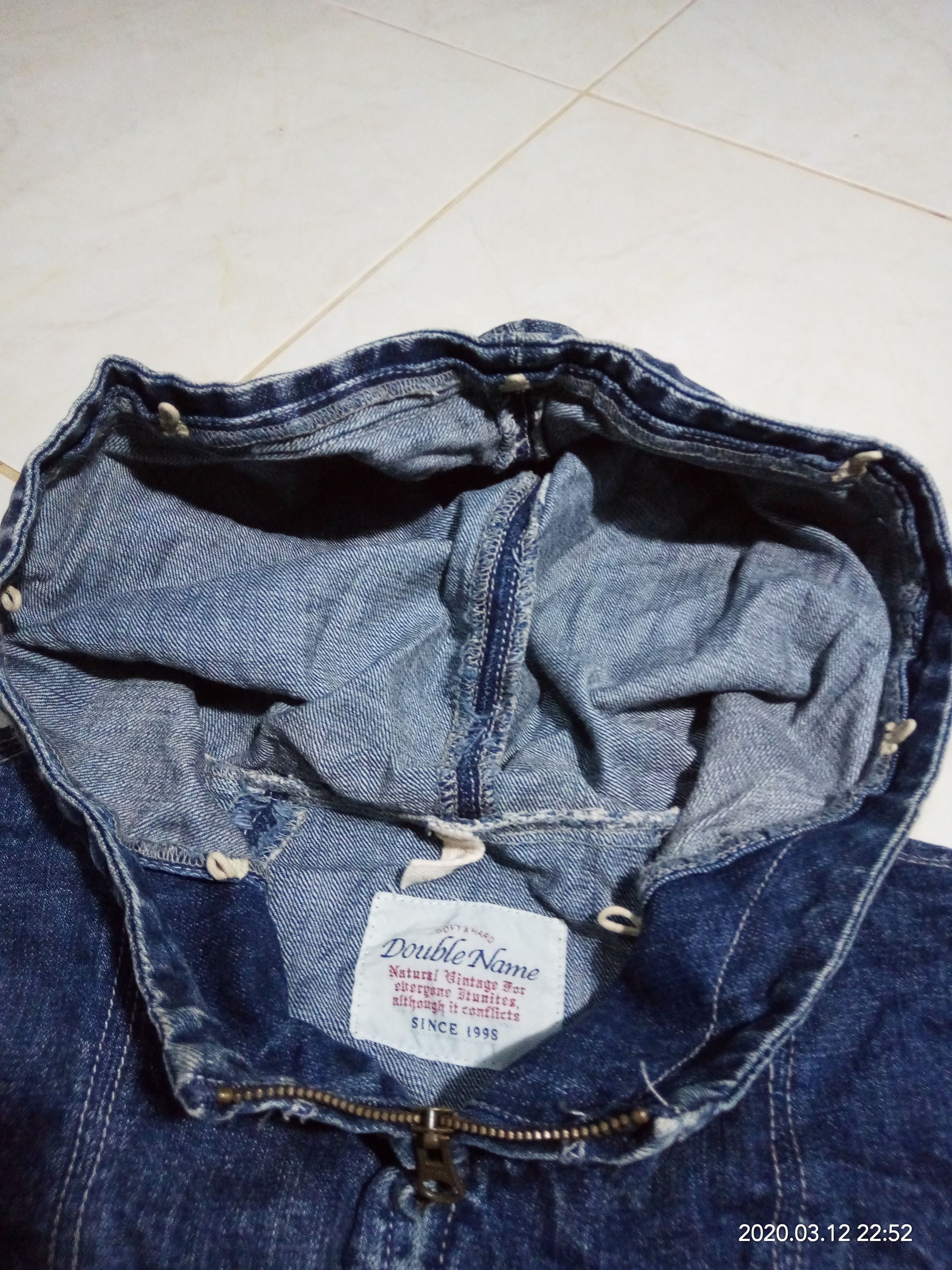 Japanese Brand Vintage Denim Hoodie Navy x embroidery fashion women Size ONE SIZE - 2 Thumbnail