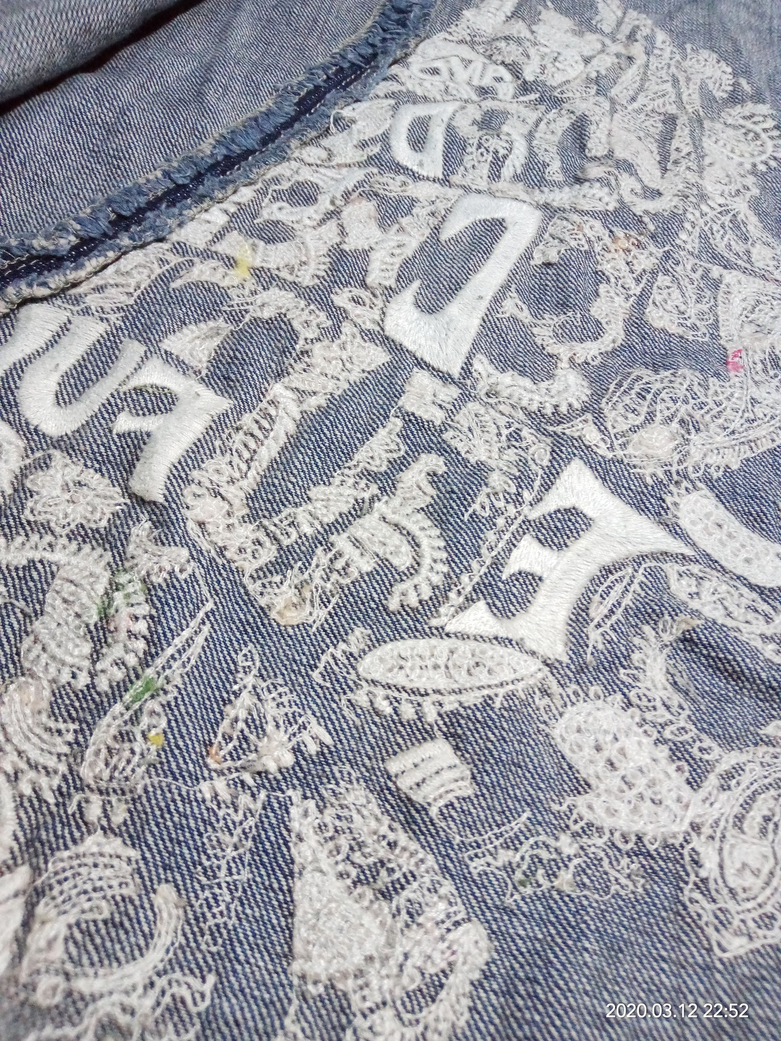 Japanese Brand Vintage Denim Hoodie Navy x embroidery fashion women Size ONE SIZE - 15 Thumbnail