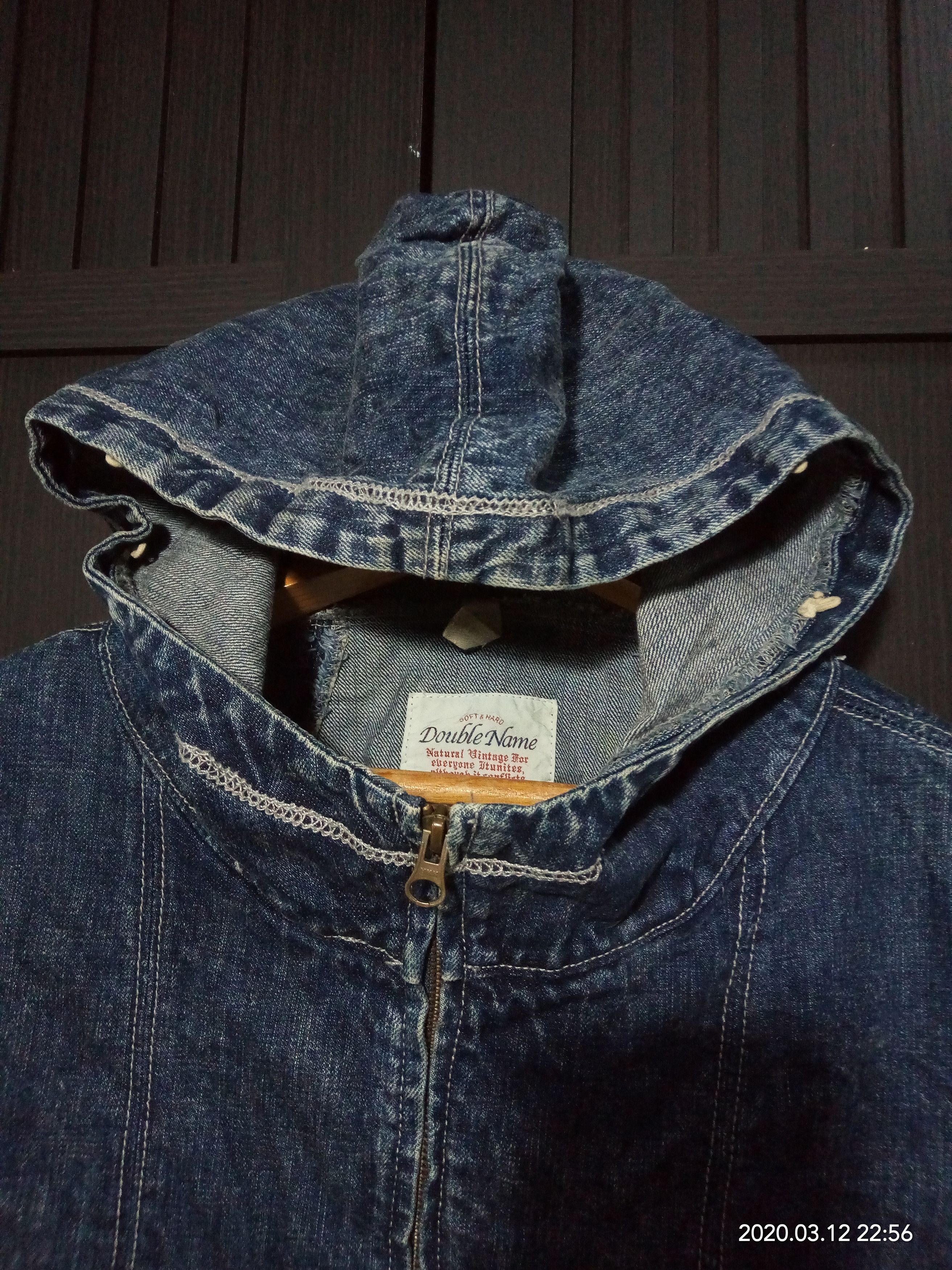Japanese Brand Vintage Denim Hoodie Navy x embroidery fashion women Size ONE SIZE - 9 Thumbnail