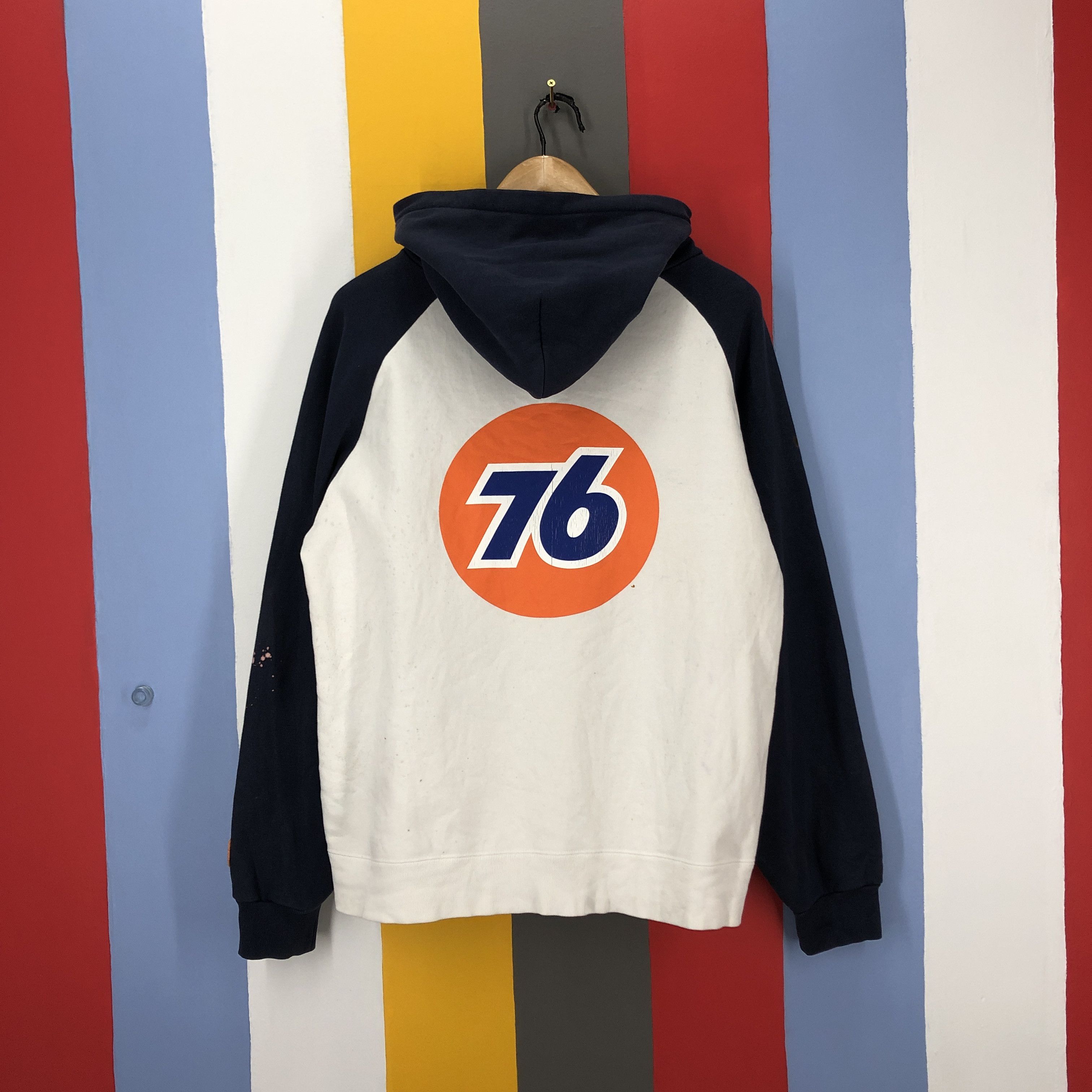 image of Racing 76 Lubricants Hoodie Pullover 0907/ah in Navy Blue White, Men's (Size Medium)