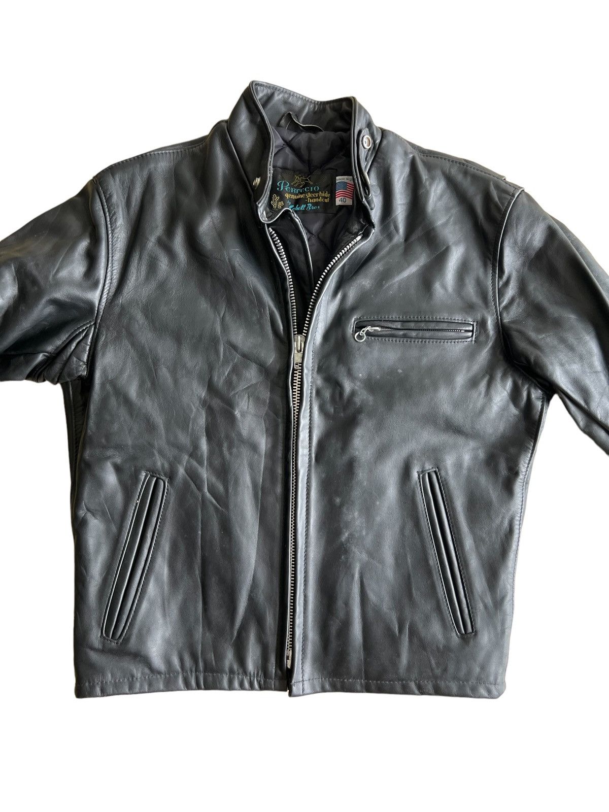 Schott 1960s Schott Bros Steerhide Handcut Perfecto Biker Jacket Size US M / EU 48-50 / 2 - 2 Thumbnail