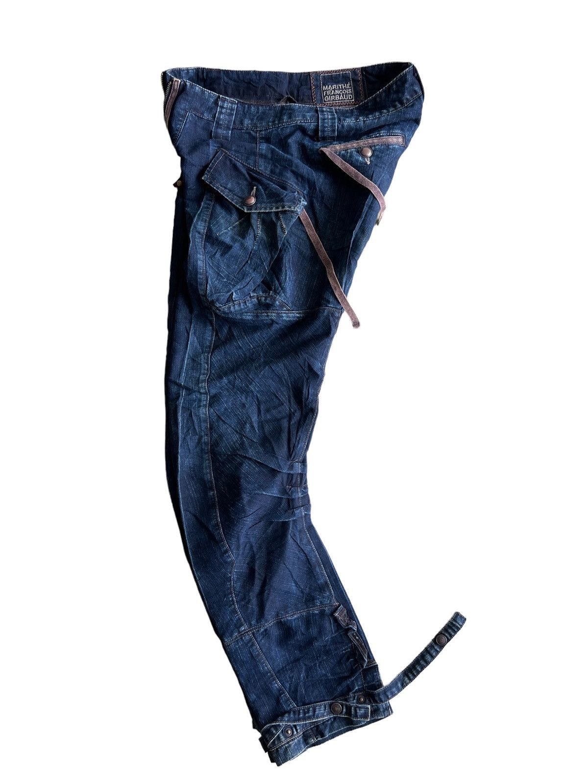 Marithe + Francois Girbaud Vintage 1990s MFG 🇮🇹 Bondage Strap Curve Leg Parachute Denim Size US 30 / EU 46 - 3 Thumbnail