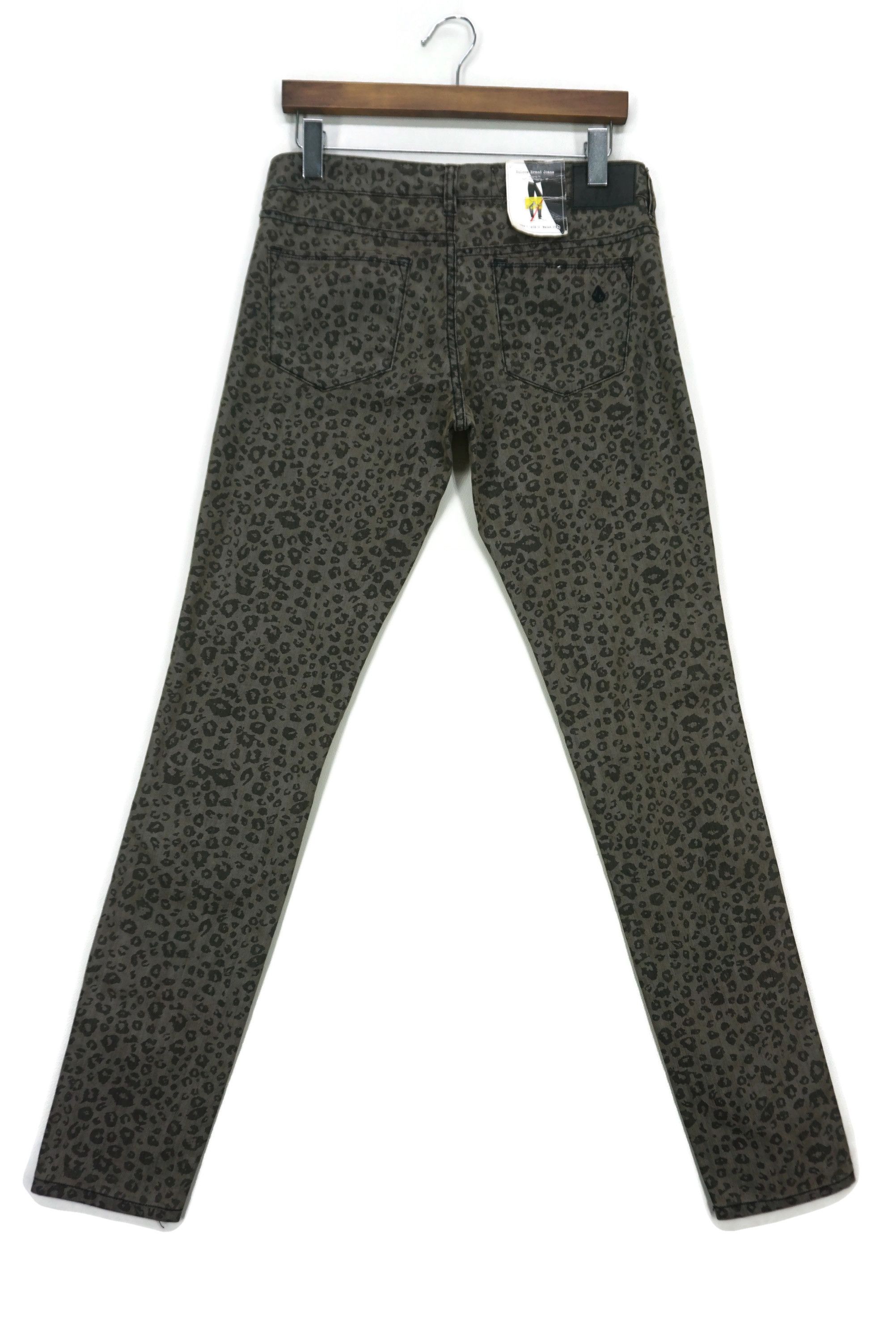 image of Rockers x Volcom Legging Jeans Pistol Leopard Print Punk Skate Skinny Pants in Grey, Women's (Size 