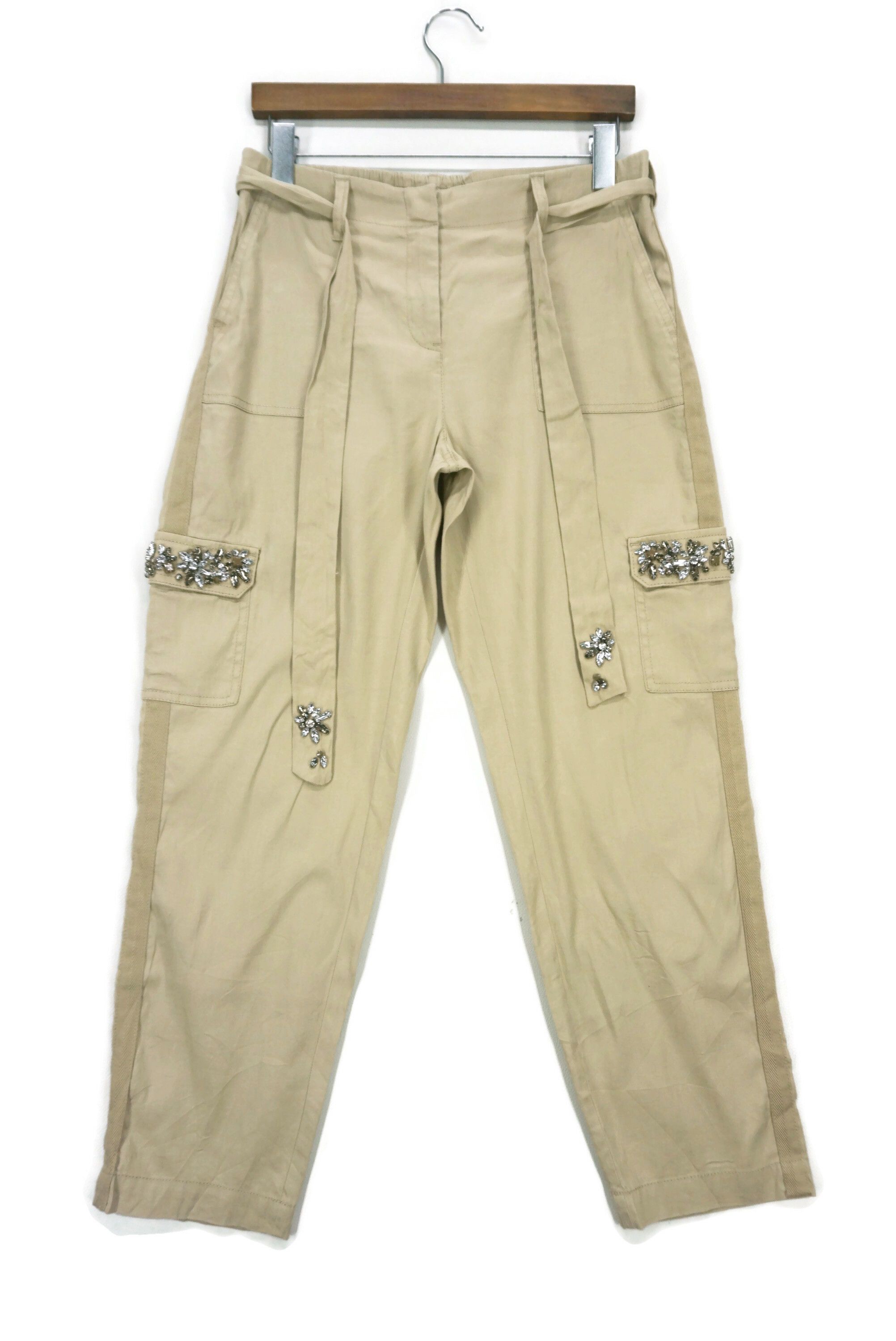 image of Chicos x Rodeo Cargo Multi Pocket Beads Embellish Rave Ankle Cropped in Beige, Women's (Size 24)