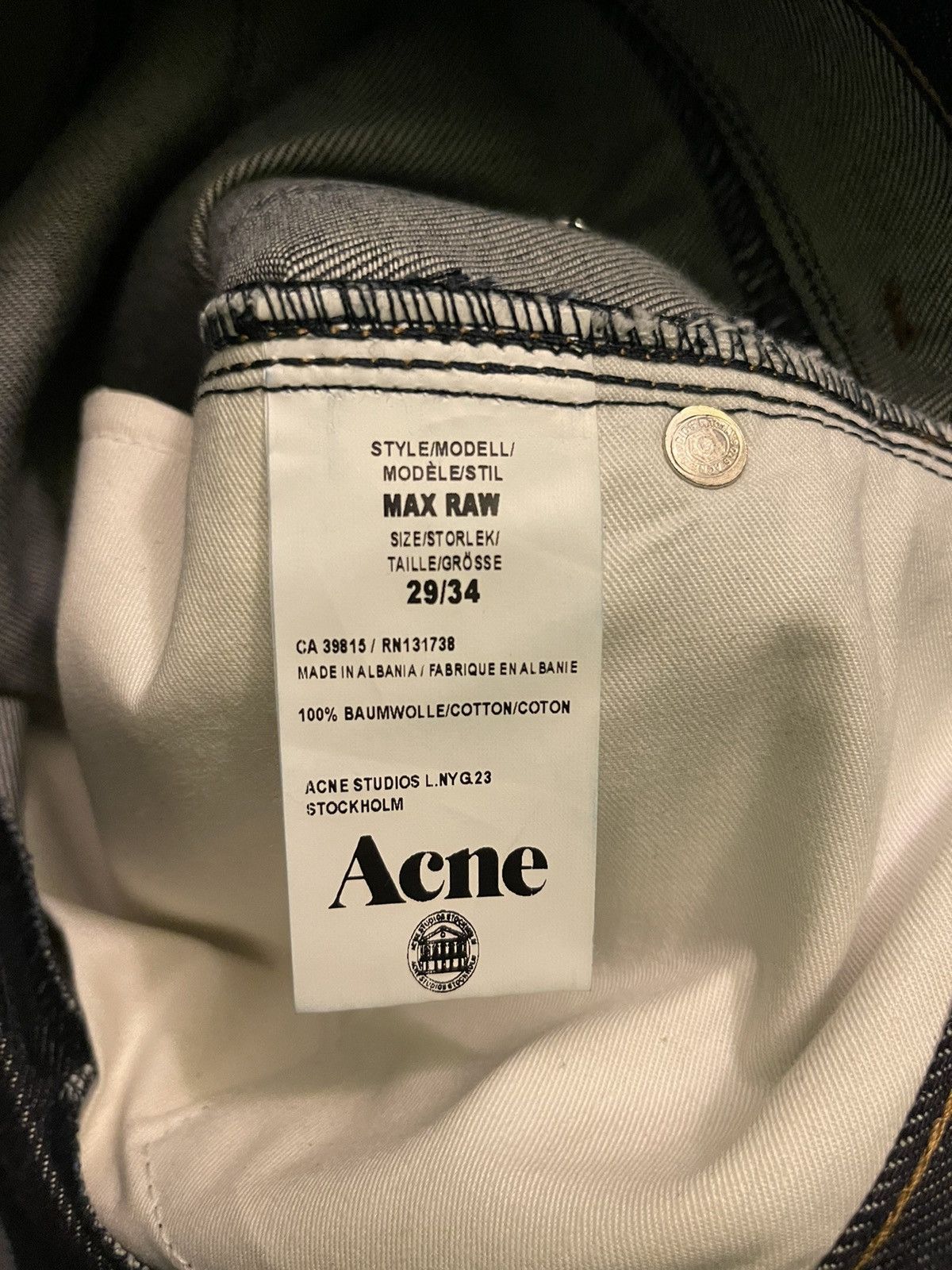 Acne Studios Final Drop-NWT Max Raw Denim 29x34 Size US 29 - 6 Thumbnail