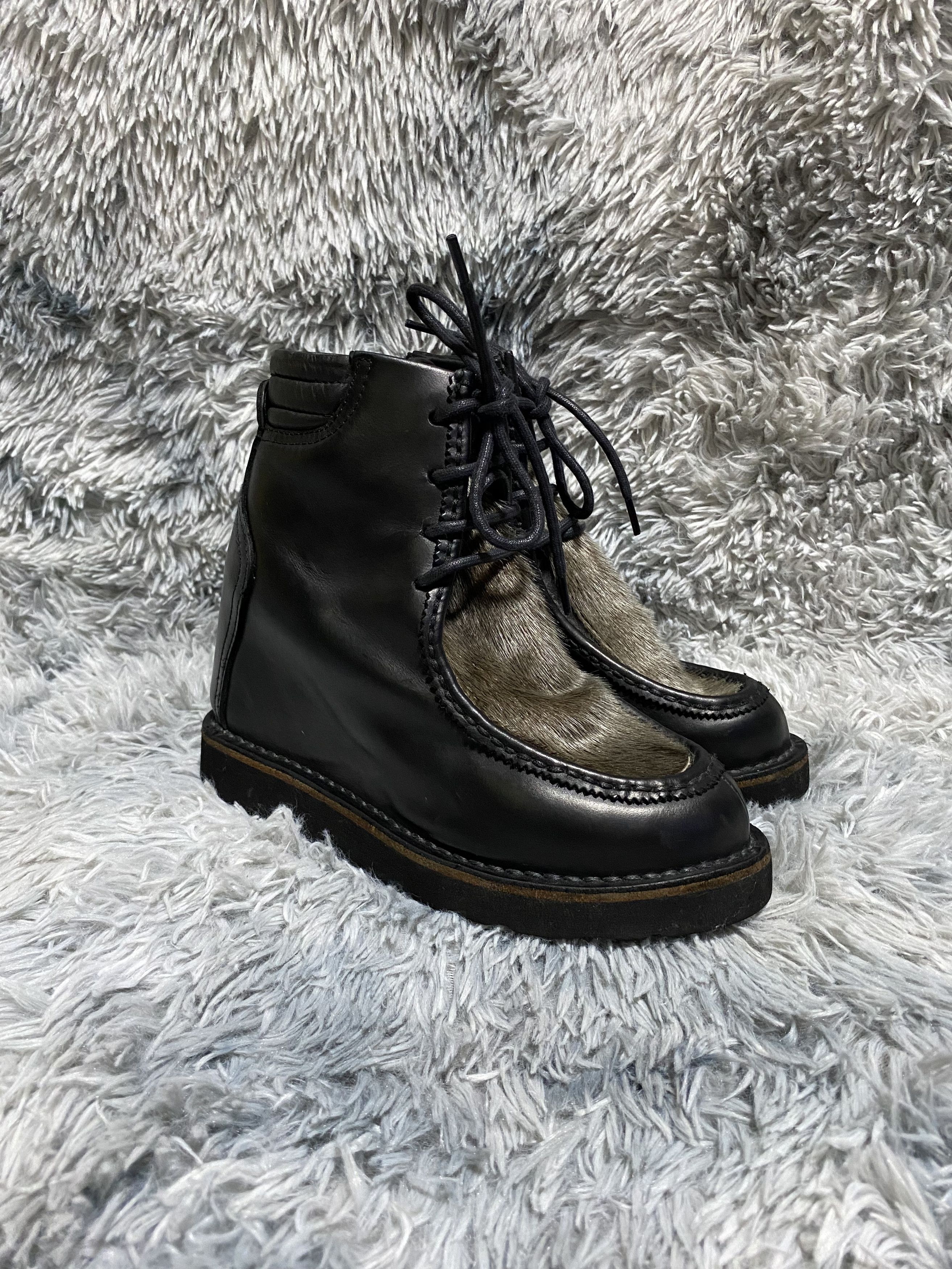 MIHARAYASUHIRO WEDGE LEATHER BOOTS