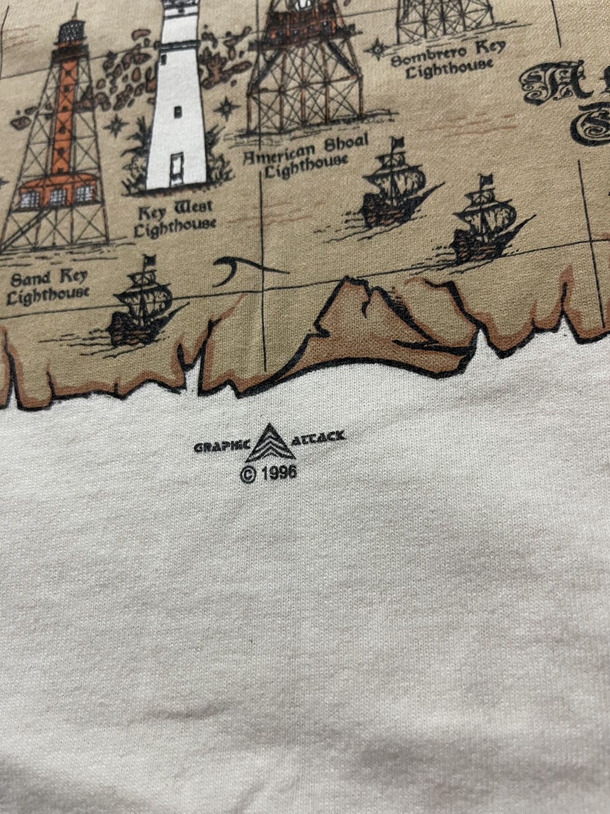 Vintage Lighthouses of the Florida Keys 1996 vtg t-shirt Size US L / EU 52-54 / 3 - 5 Thumbnail