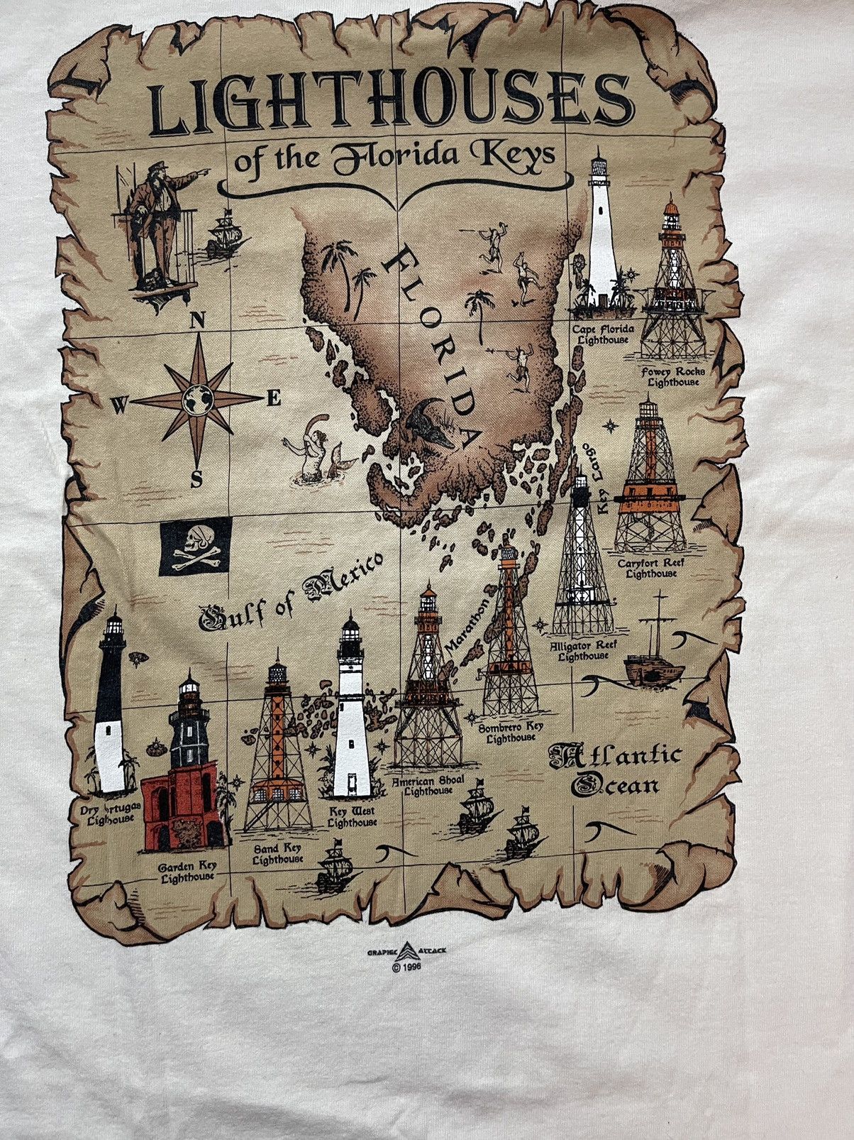 Vintage Lighthouses of the Florida Keys 1996 vtg t-shirt Size US L / EU 52-54 / 3 - 4 Thumbnail
