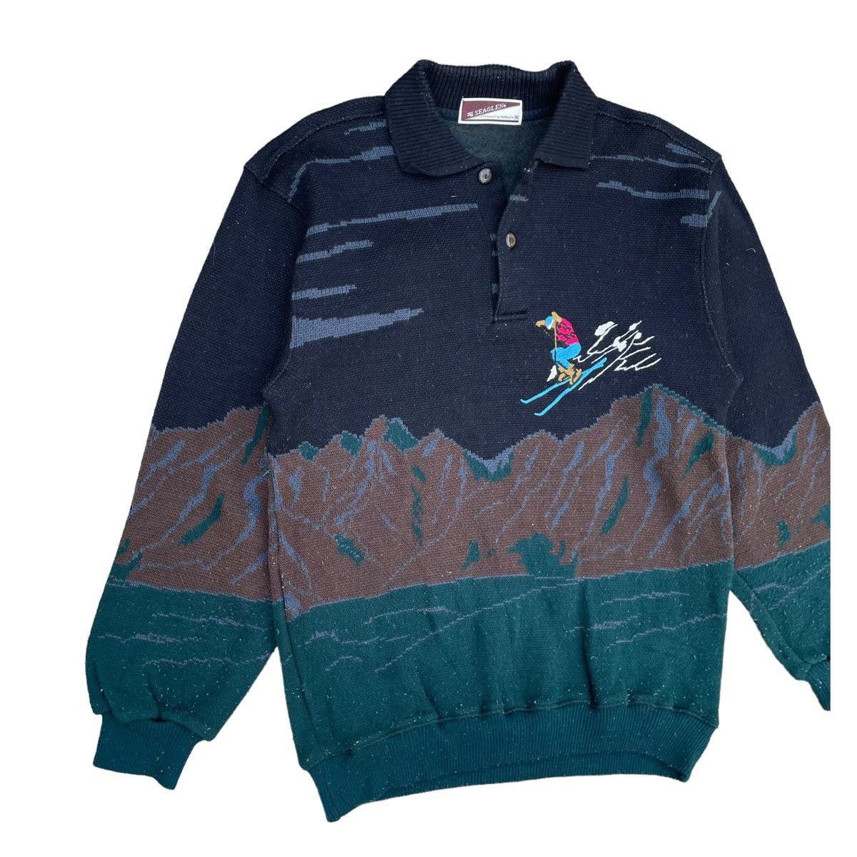 Japanese Brand × Sporty & Rich × Vintage 💥 JAPANESE SEAGLEN FULLPRINT LONGSLEEVE SWEATSHIRT Size US M / EU 48-50 / 2 - 3 Thumbnail