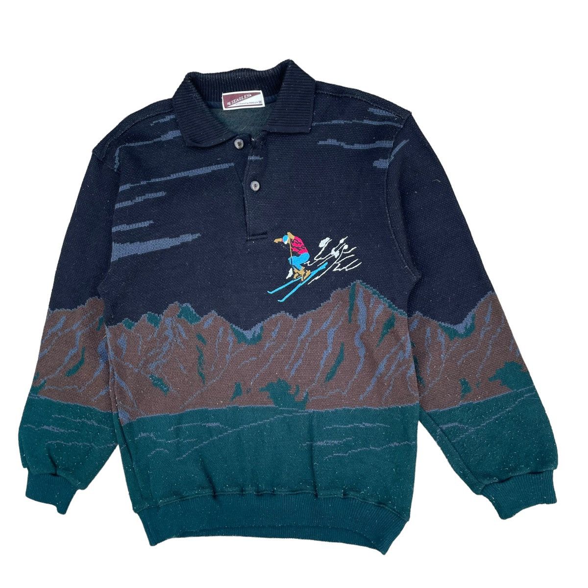 Japanese Brand × Sporty & Rich × Vintage 💥 JAPANESE SEAGLEN FULLPRINT LONGSLEEVE SWEATSHIRT Size US M / EU 48-50 / 2 - 2 Thumbnail