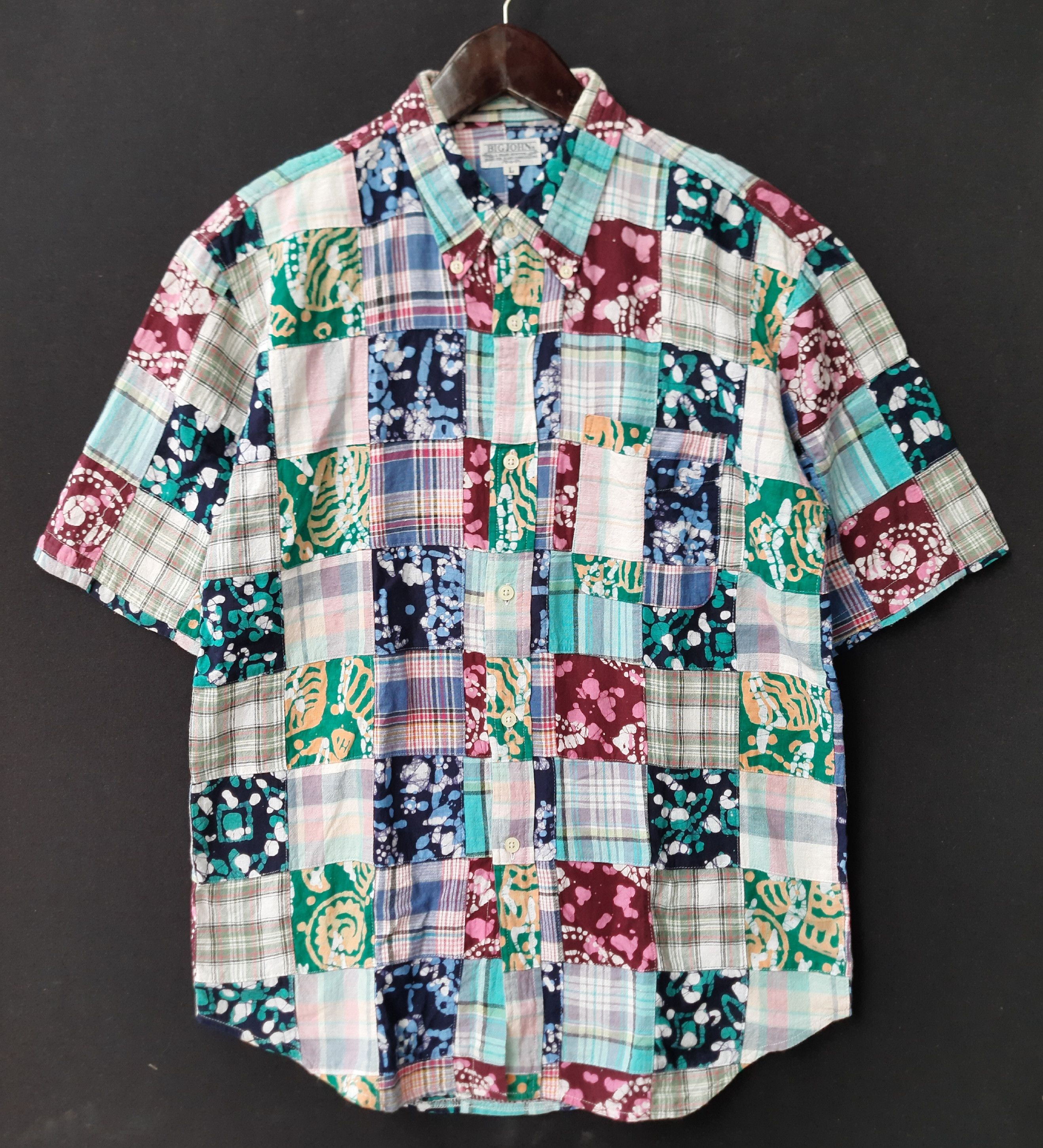 Japanese Brand Vintage BIG JOHN Patchwork Shirts Size US L / EU 52-54 / 3 - 1 Thumbnail