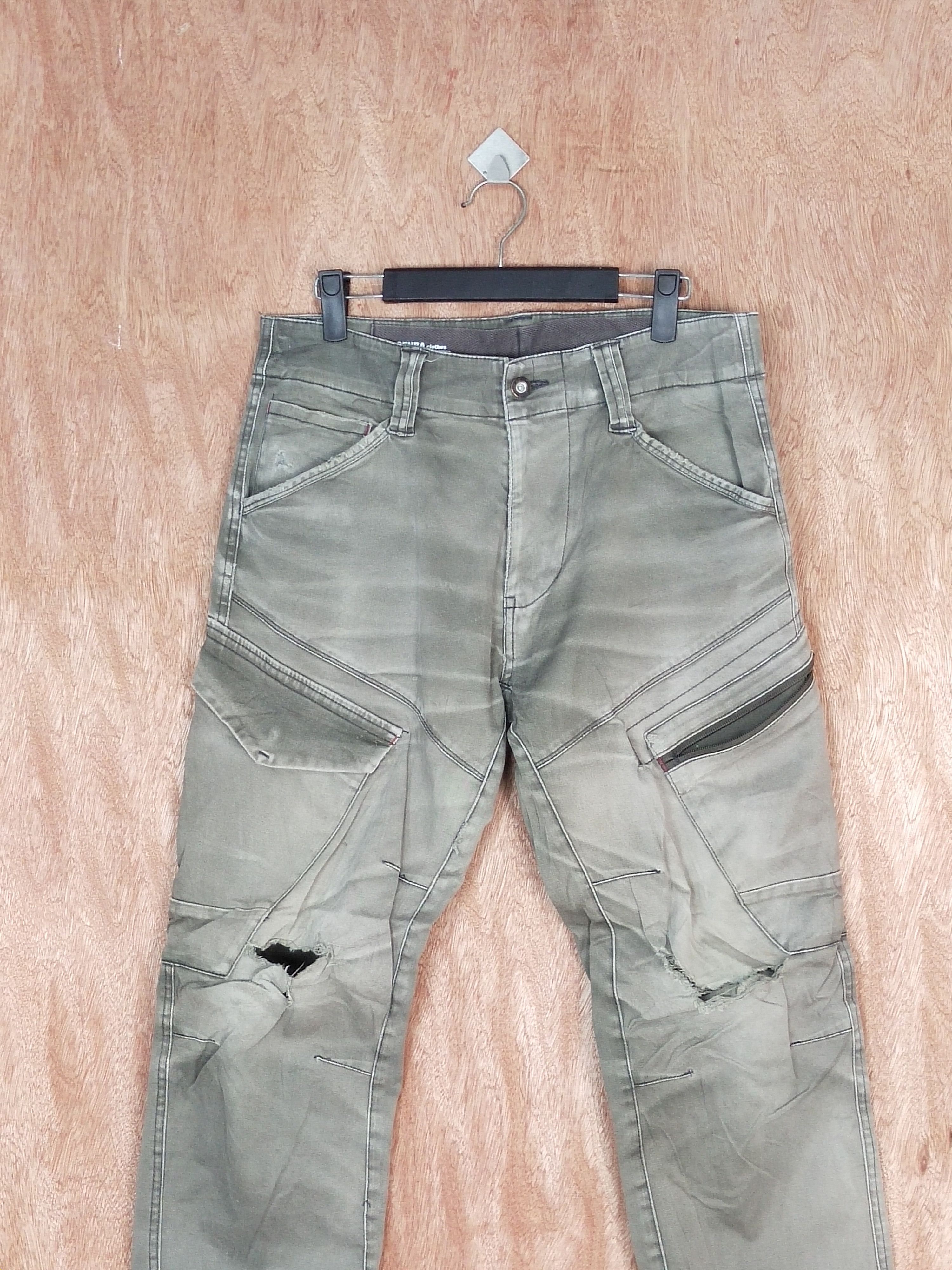 Japanese Brand Genba Clotches thrased distressed faded cargo pants #S132 Size US 31 - 2 Thumbnail