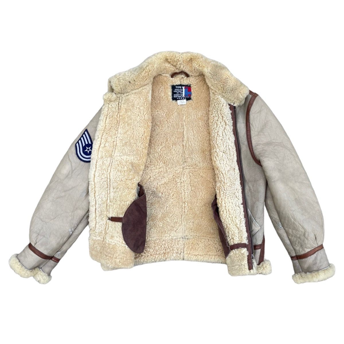 Schott 💥 VINTAGE SCHOTT B3 USA SHEARLING SHEEPSKIN LEATHER JACKET Size US M / EU 48-50 / 2 - 6 Thumbnail